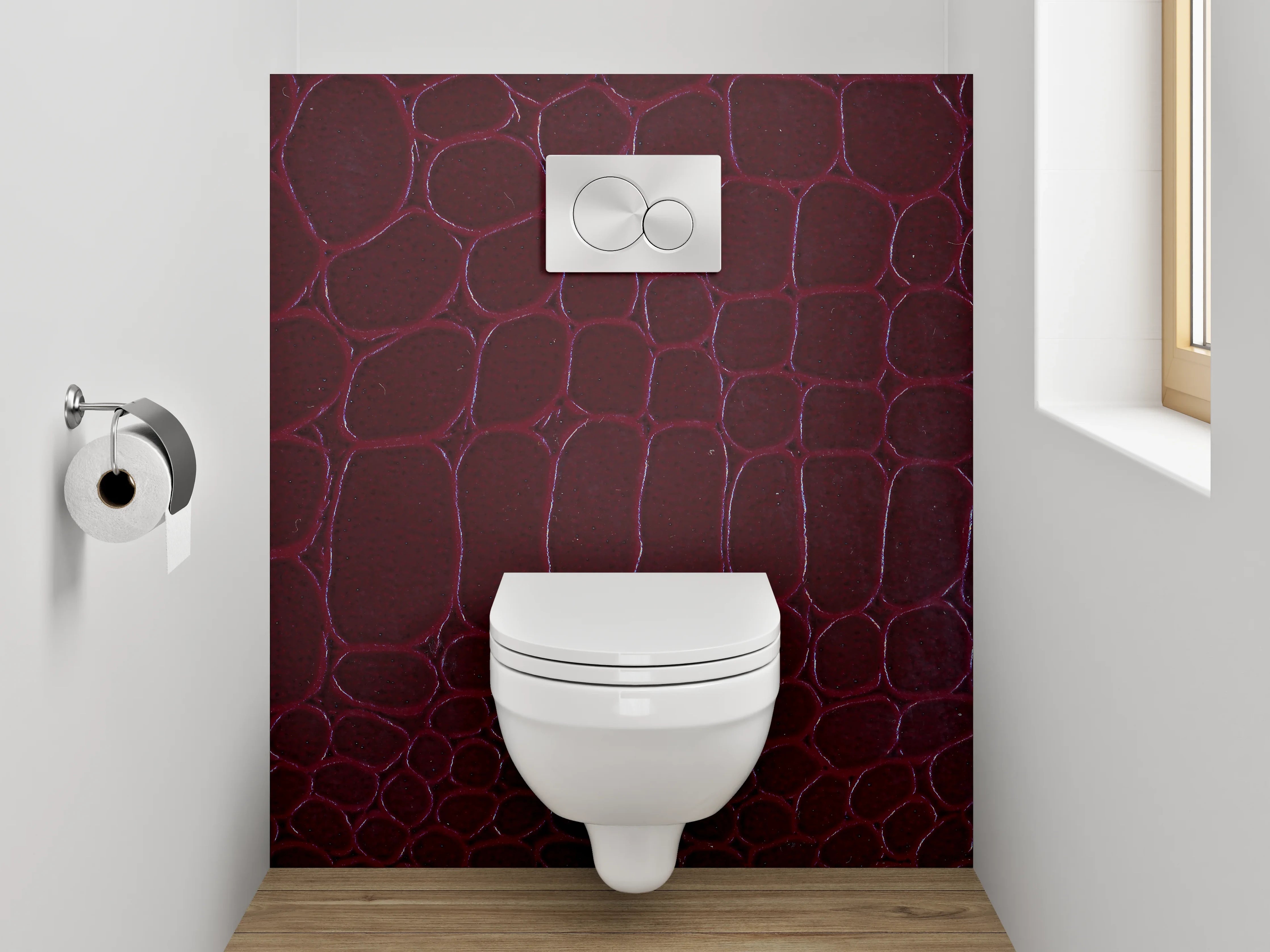 WC-Rückwand - Bordeauxrote Krokodilleder-Optik Textur