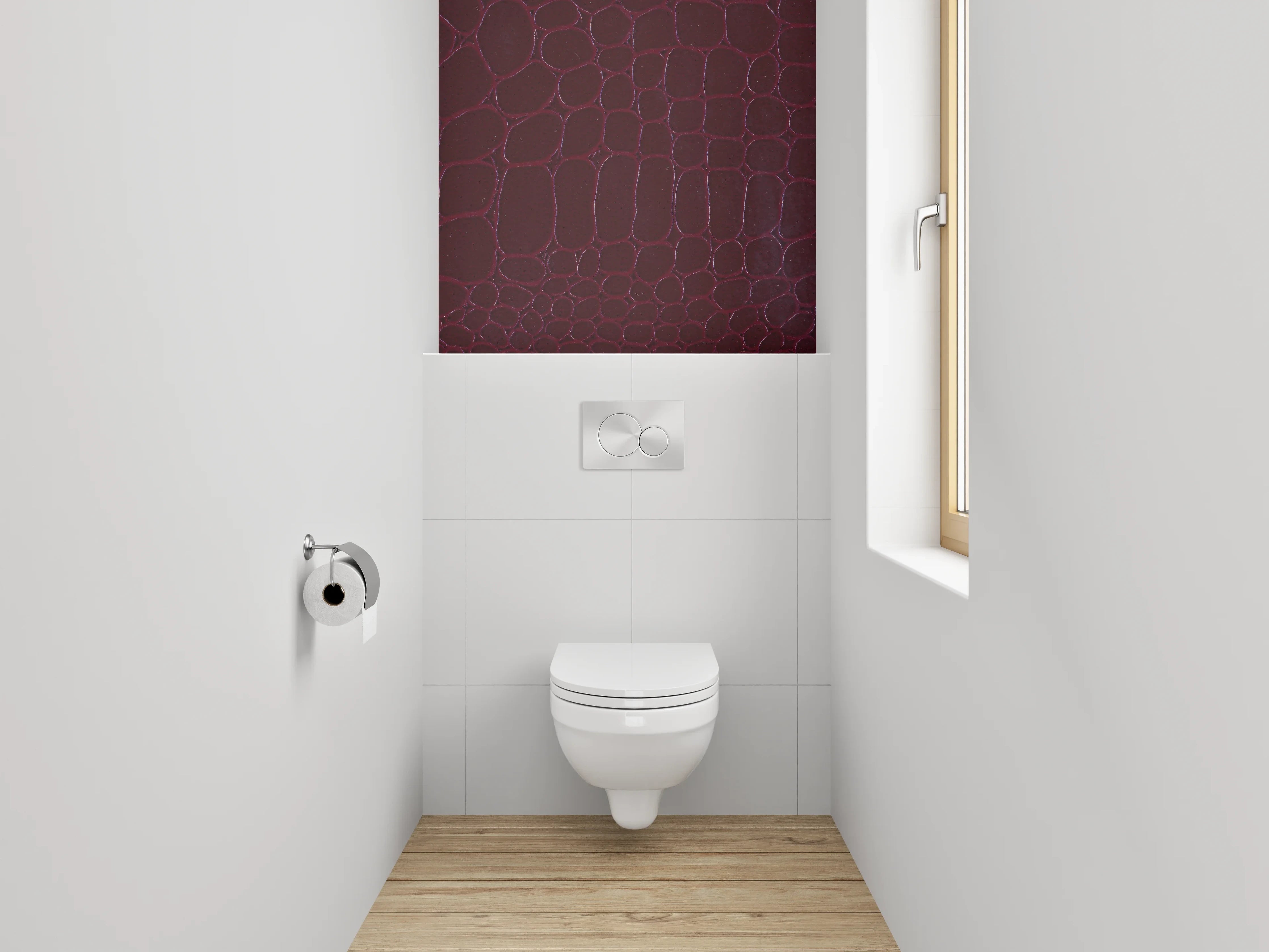 WC-Rückwand - Bordeauxrote Krokodilleder-Optik Textur