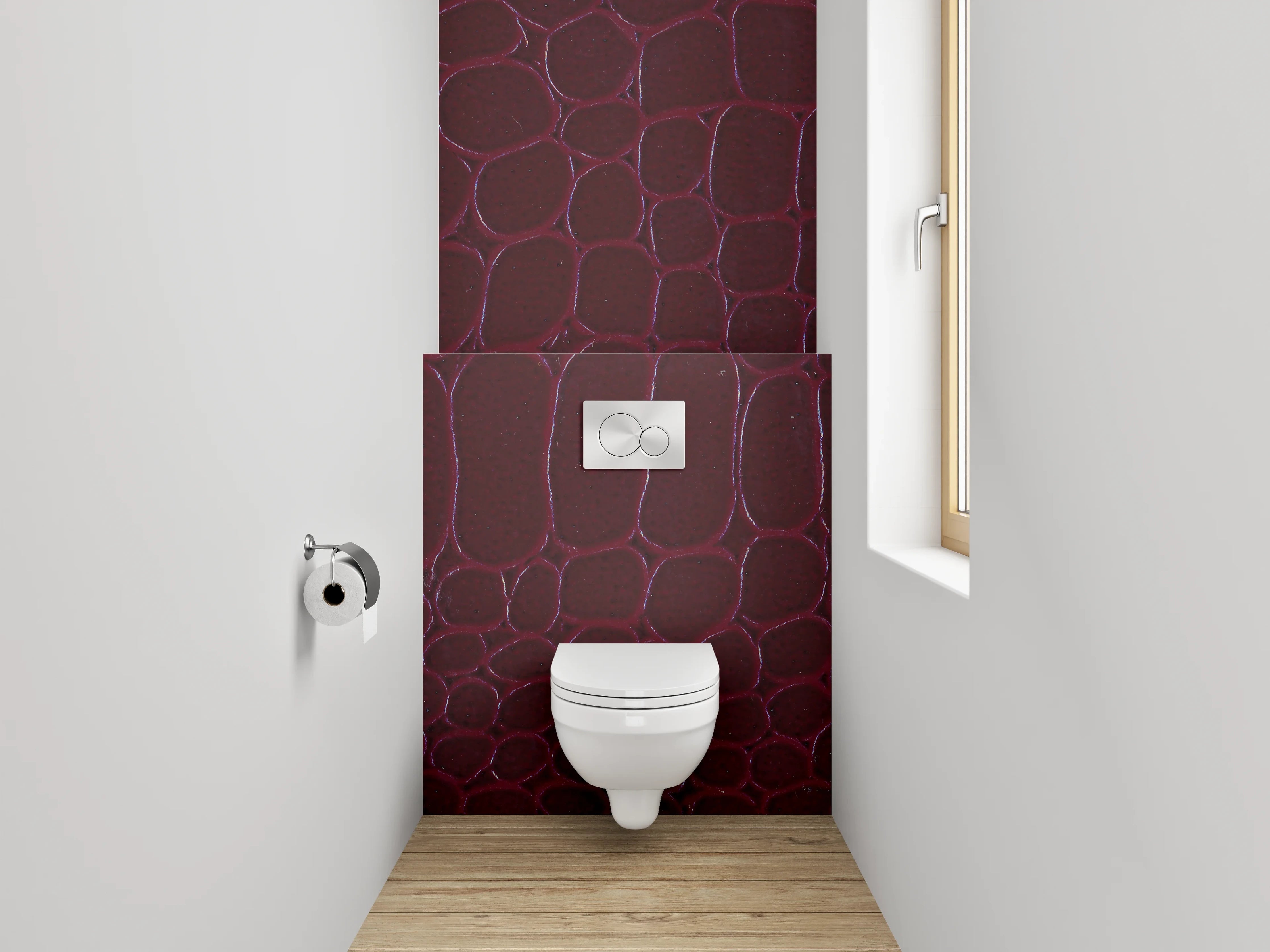 WC-Rückwand - Bordeauxrote Krokodilleder-Optik Textur