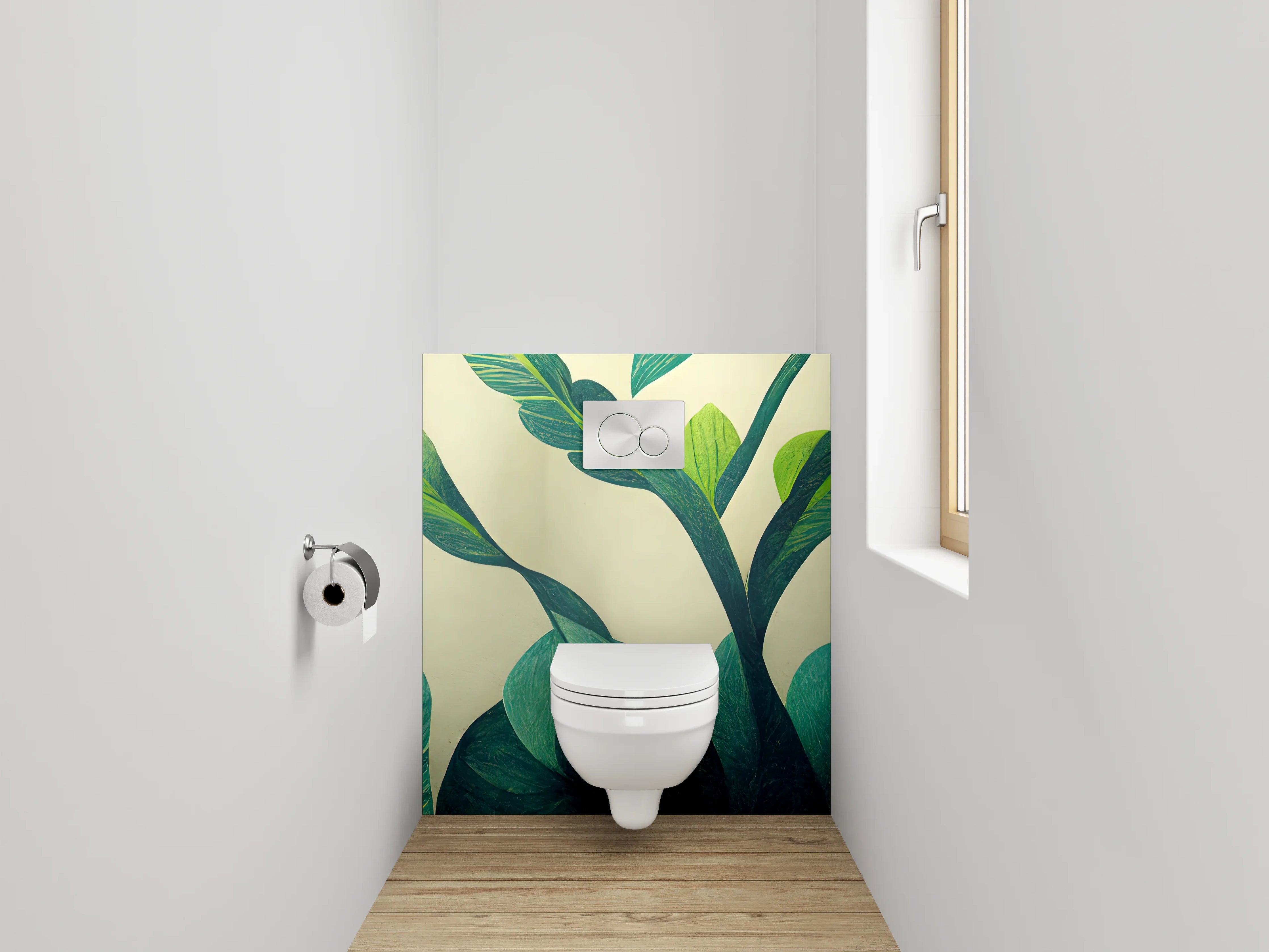 WC-Rückwand - Botanische Blätter Illustration Wanddekor