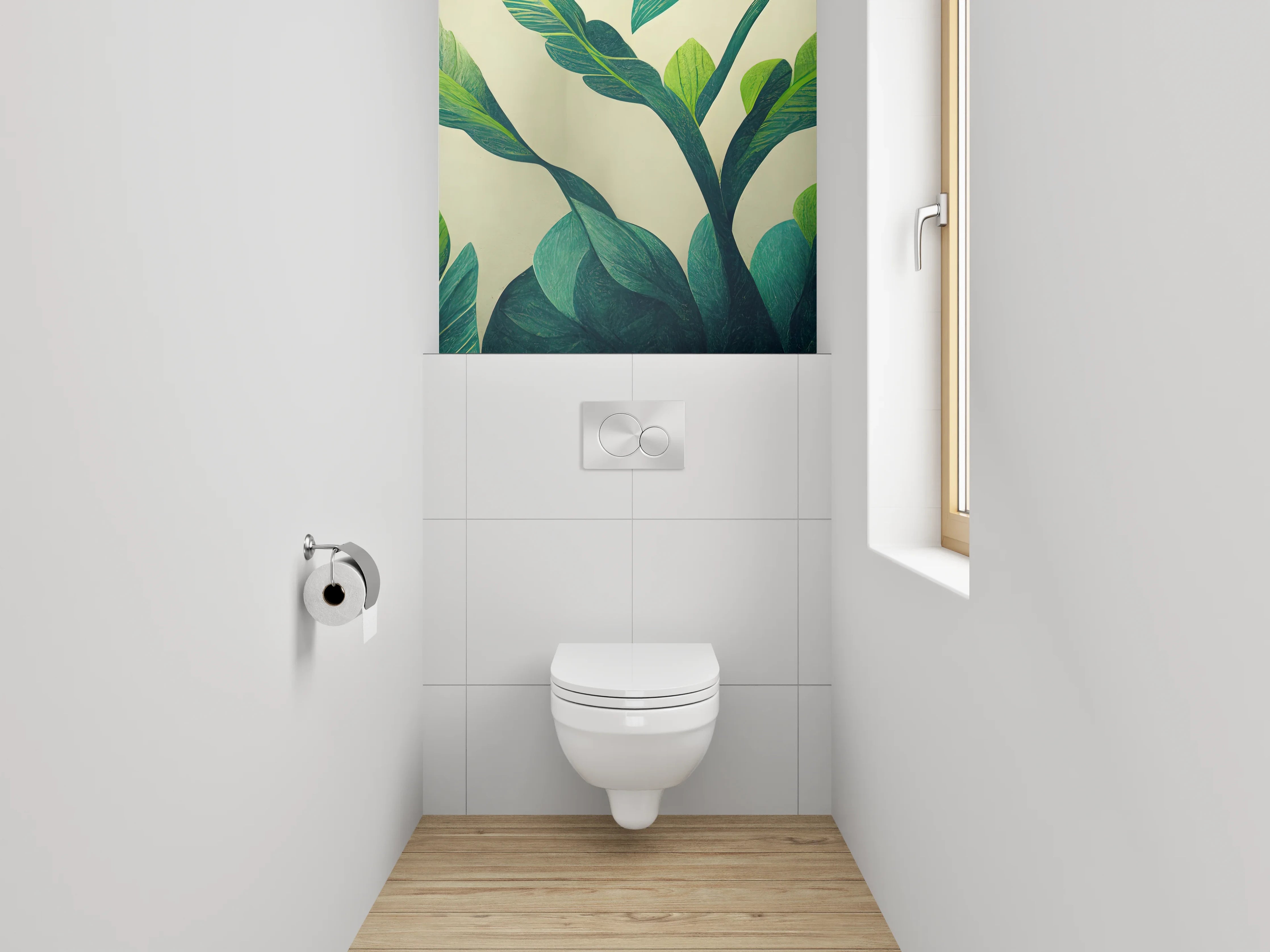 WC-Rückwand - Botanische Blätter Illustration Wanddekor