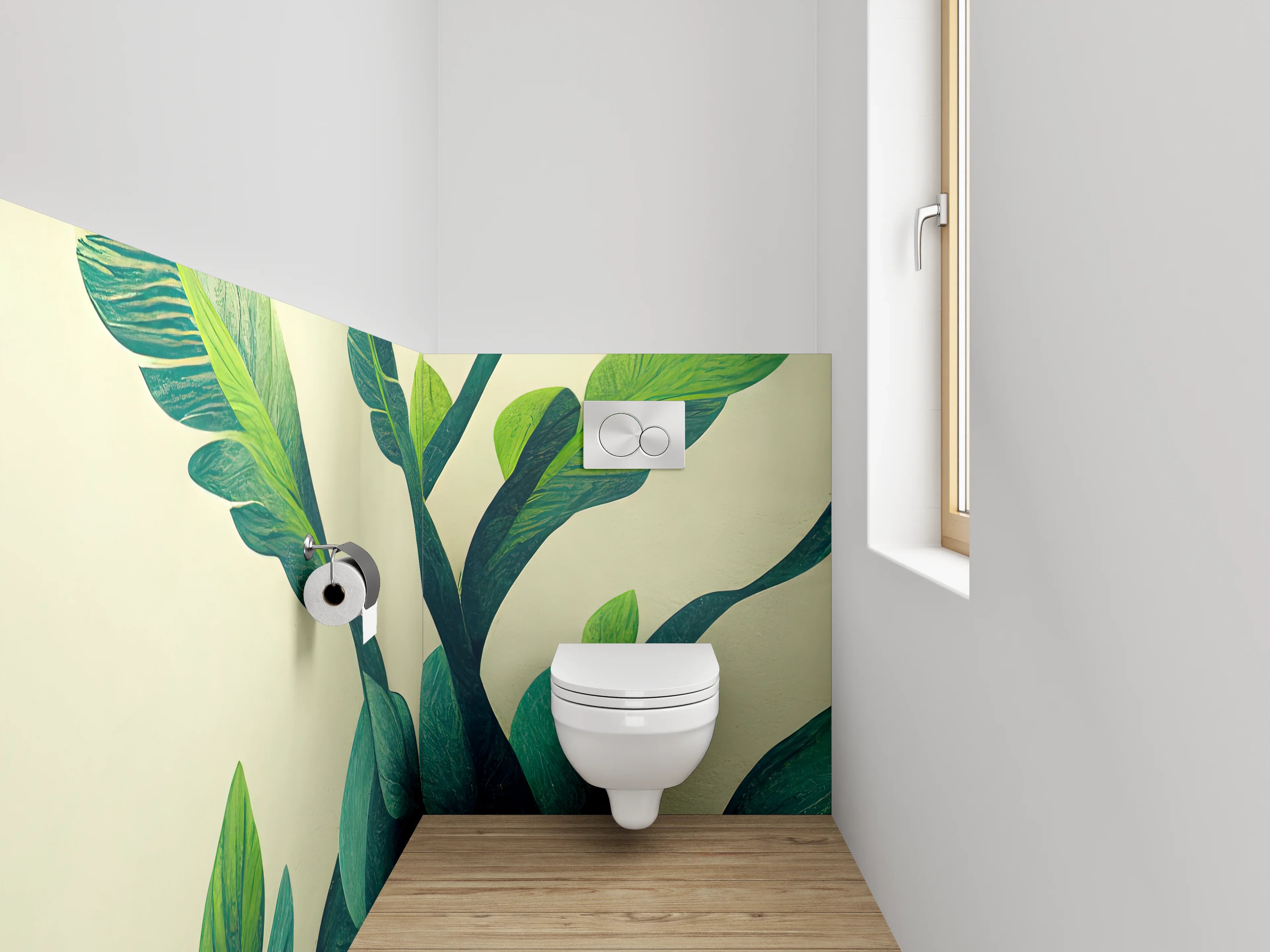 WC-Rückwand - Botanische Blätter Illustration Wanddekor
