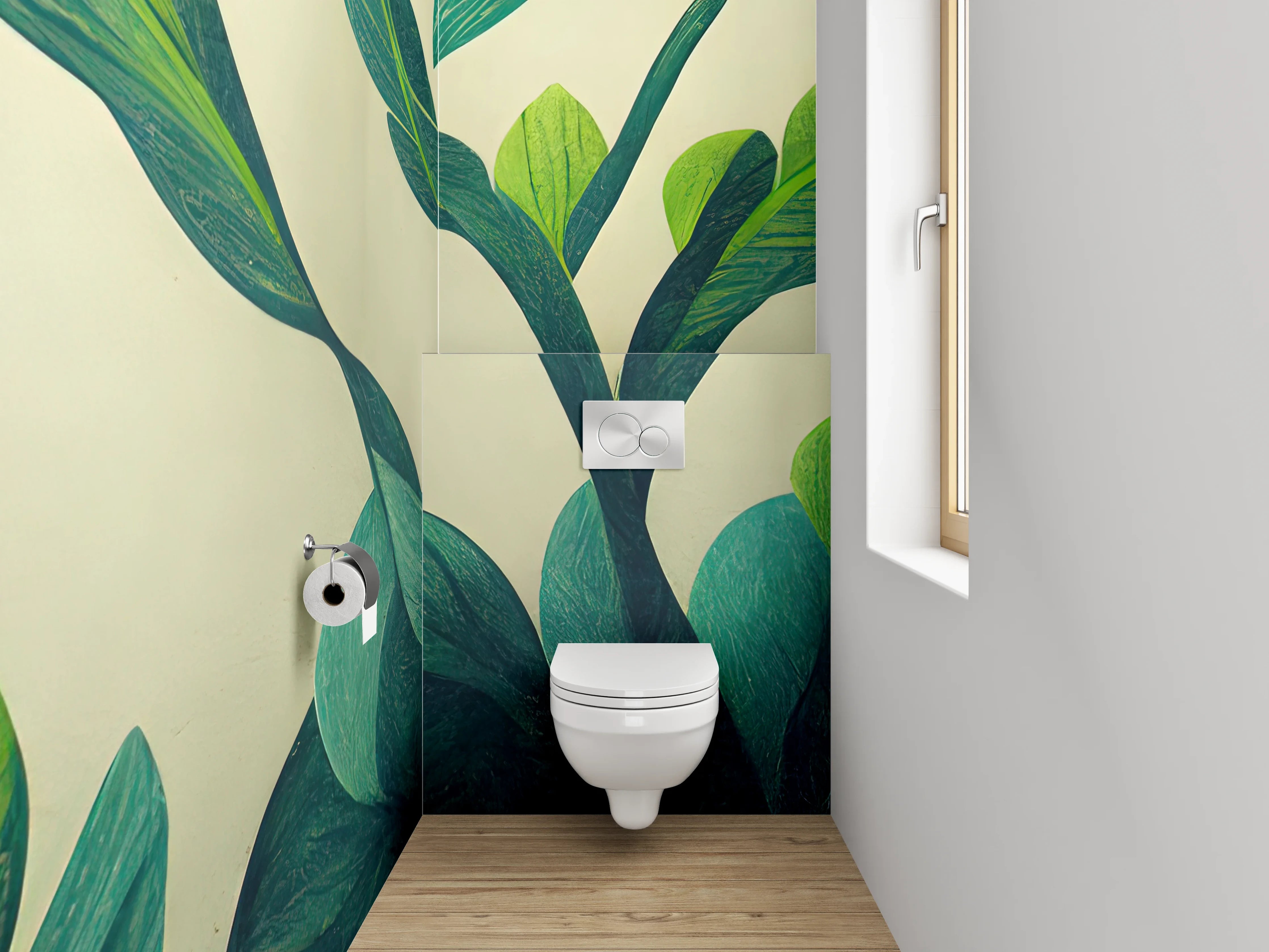 WC-Rückwand - Botanische Blätter Illustration Wanddekor