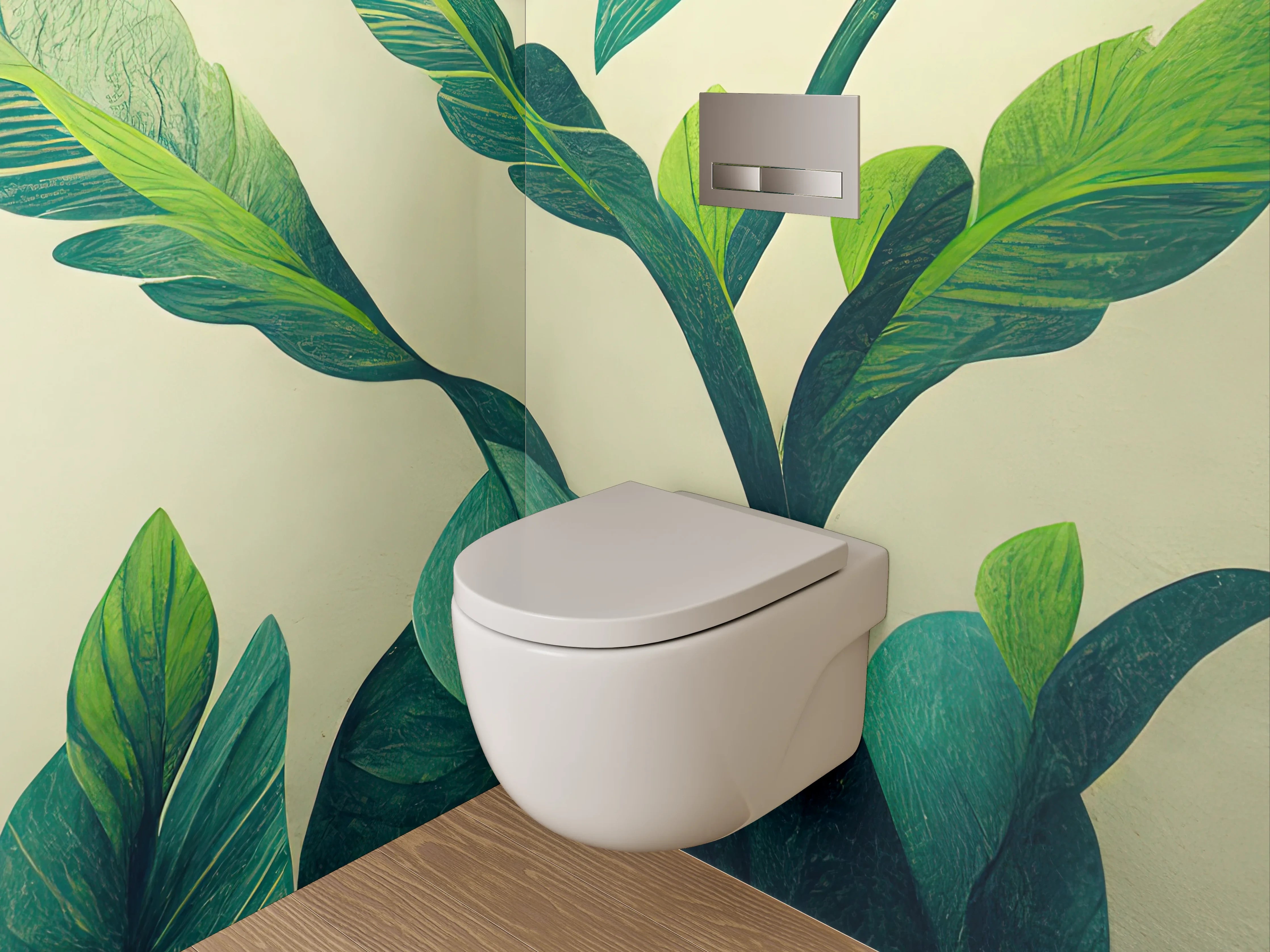 WC-Rückwand - Botanische Blätter Illustration Wanddekor