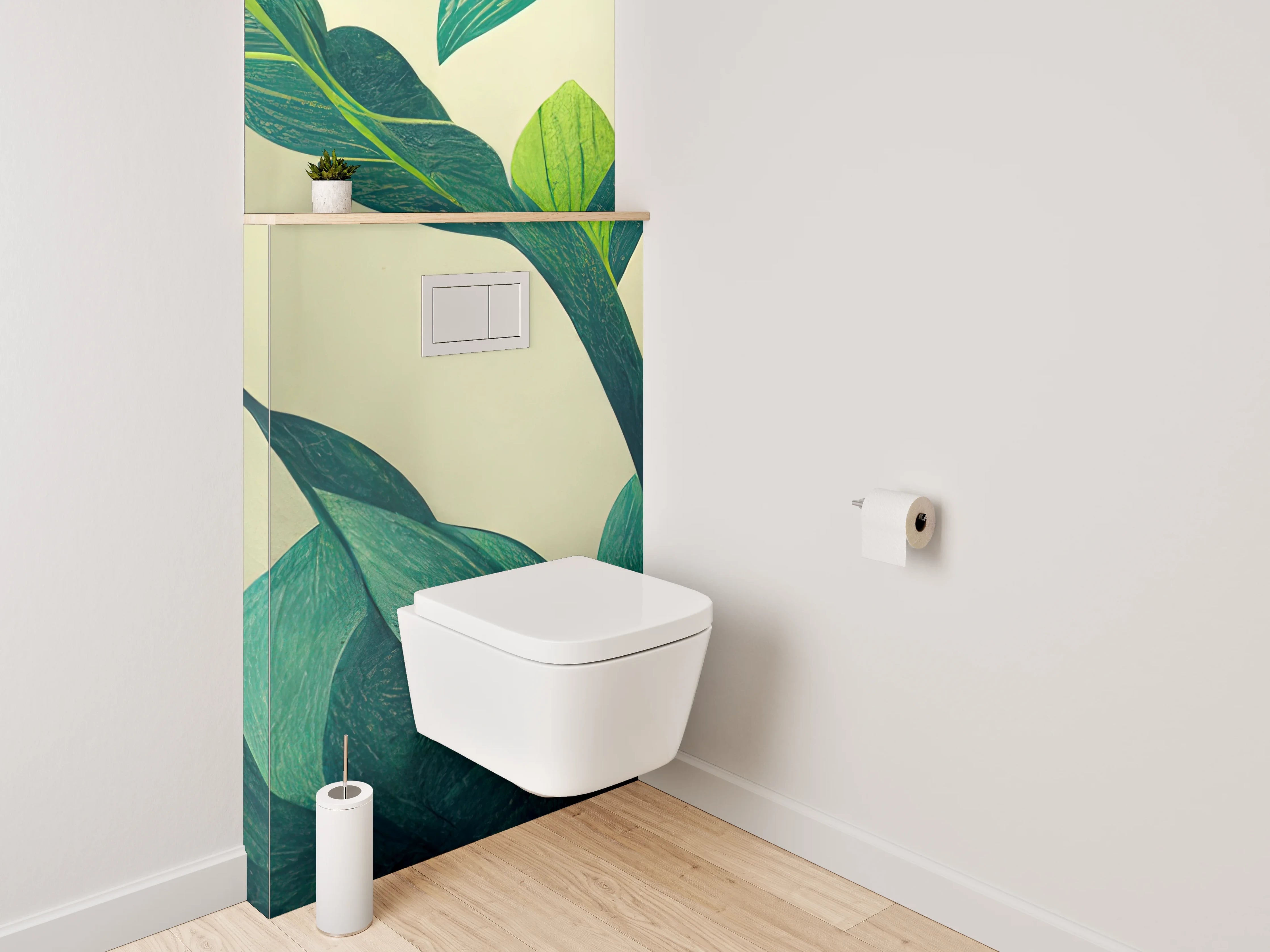 WC-Rückwand - Botanische Blätter Illustration Wanddekor