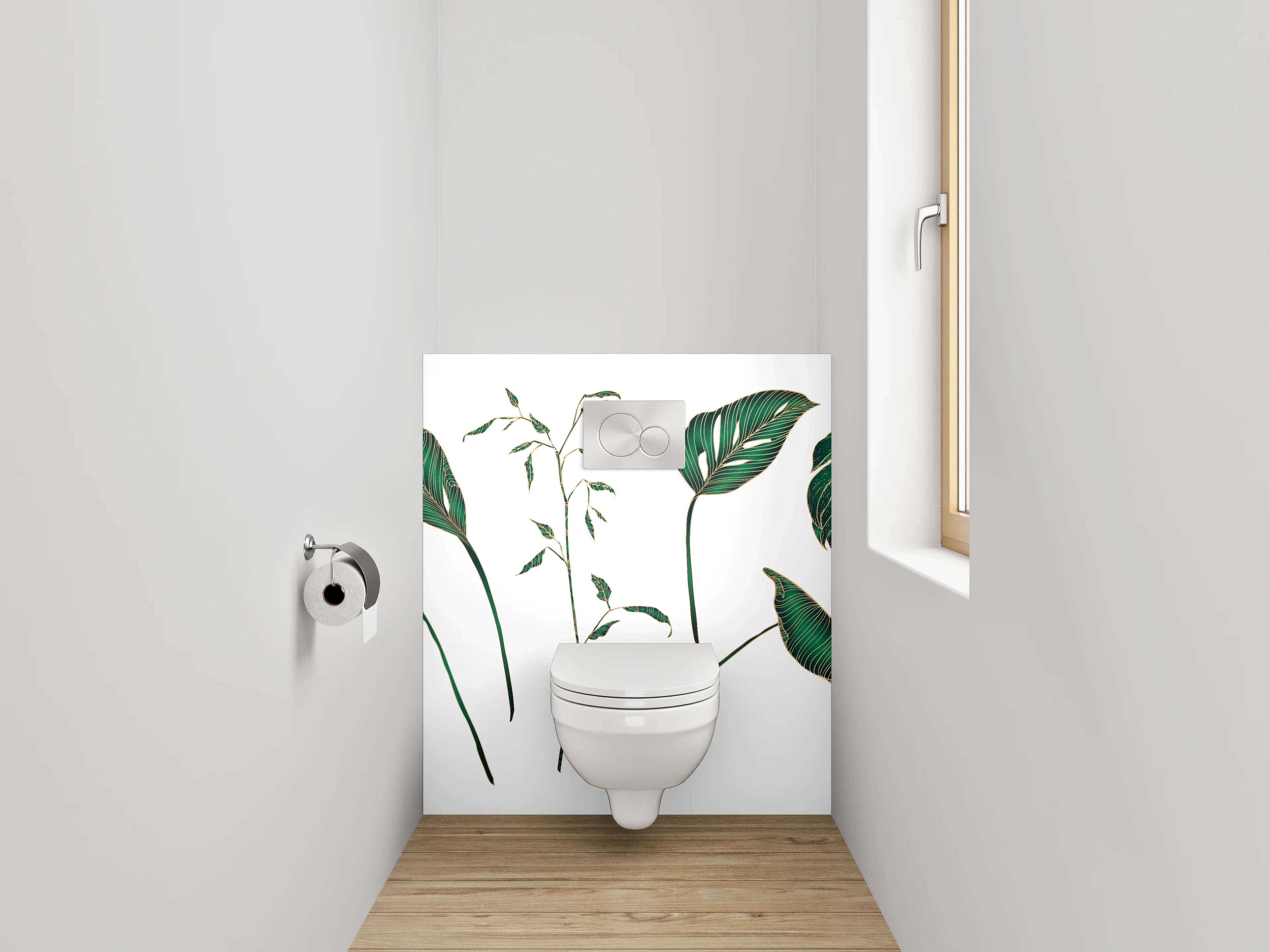 WC-Rückwand - Botanische Blätter Illustration tropisch grün