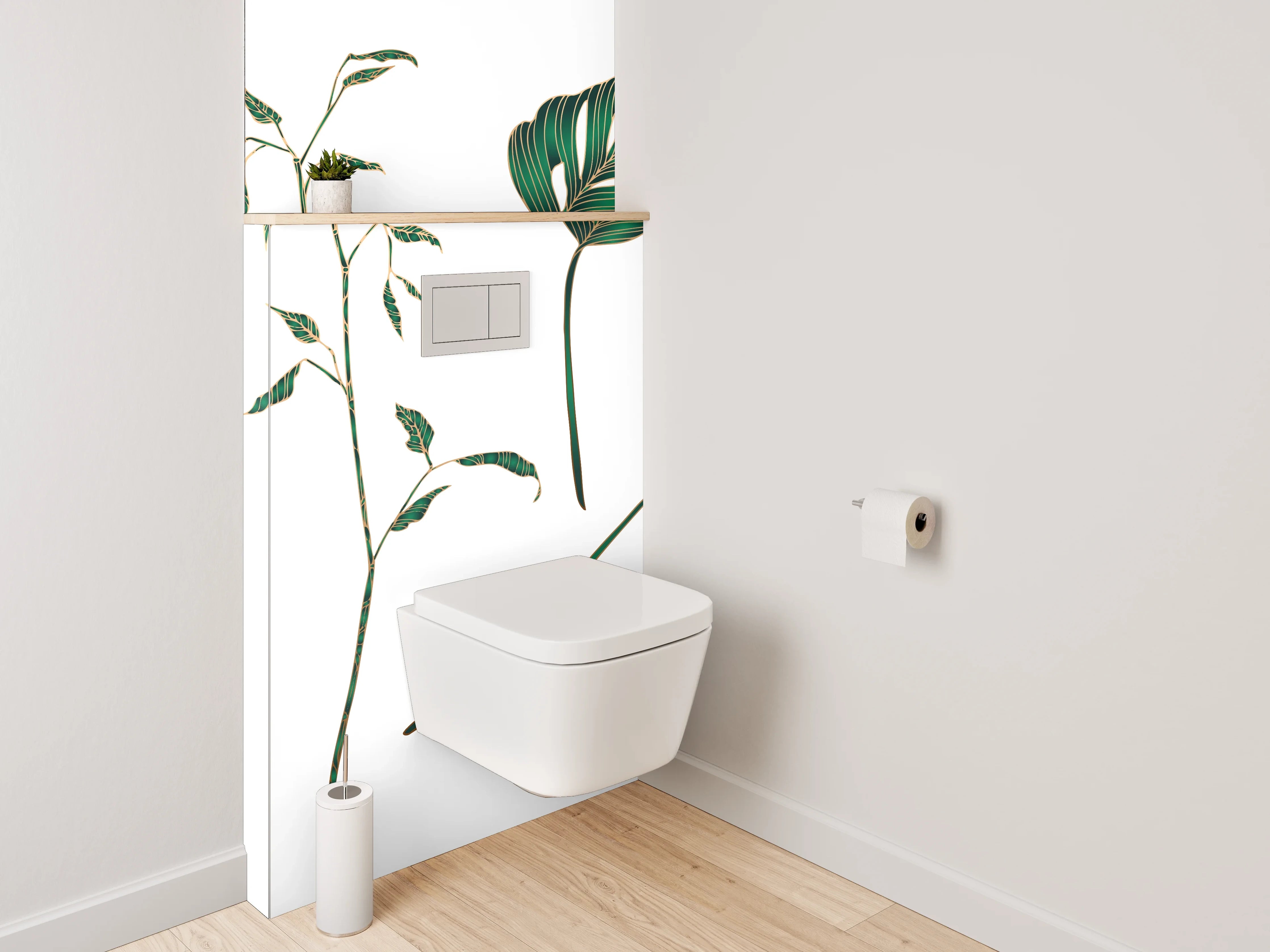 WC-Rückwand - Botanische Blätter Illustration tropisch grün
