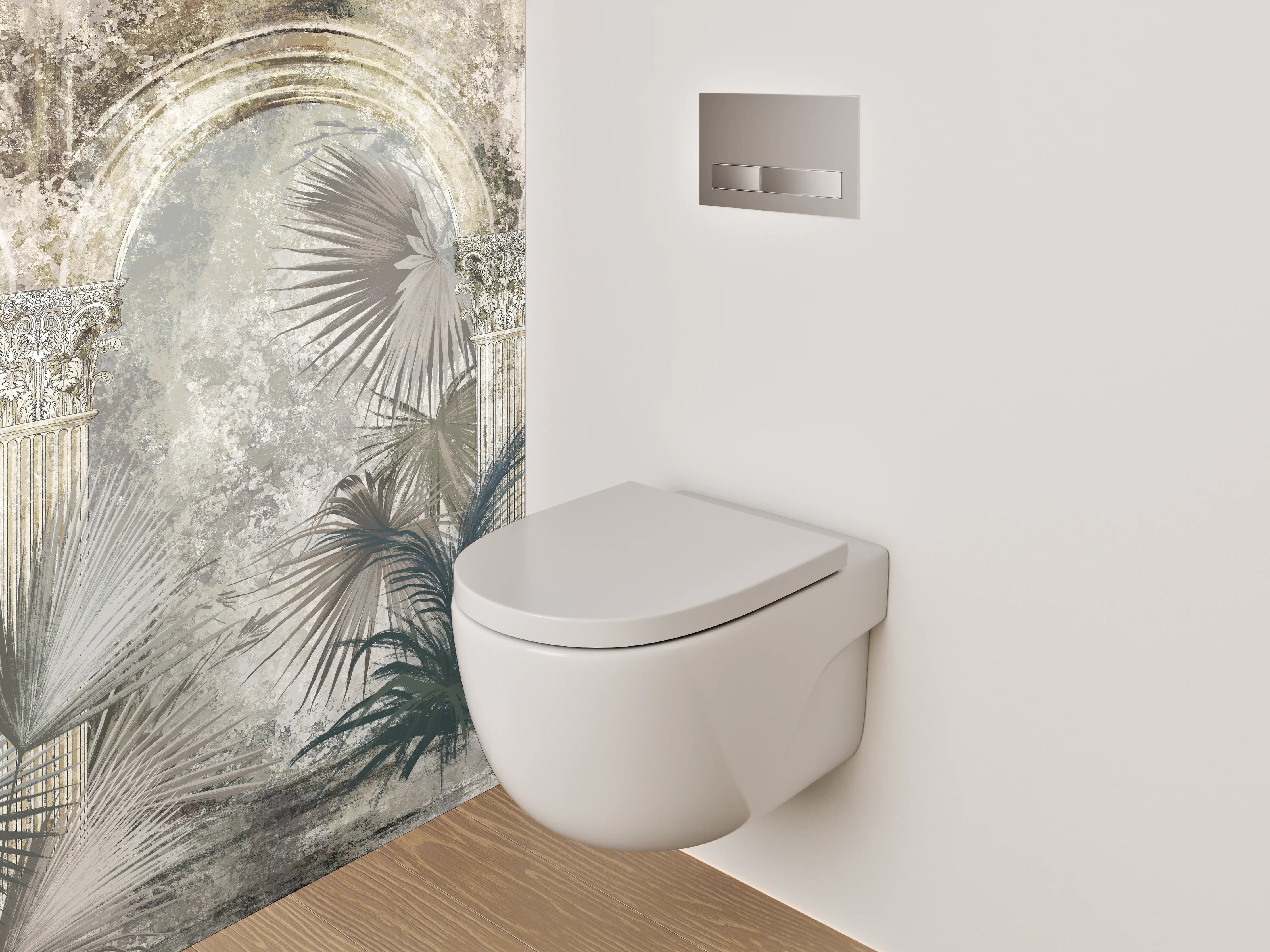 WC-Rückwand - Botanische antike Säulen Kunsttapete