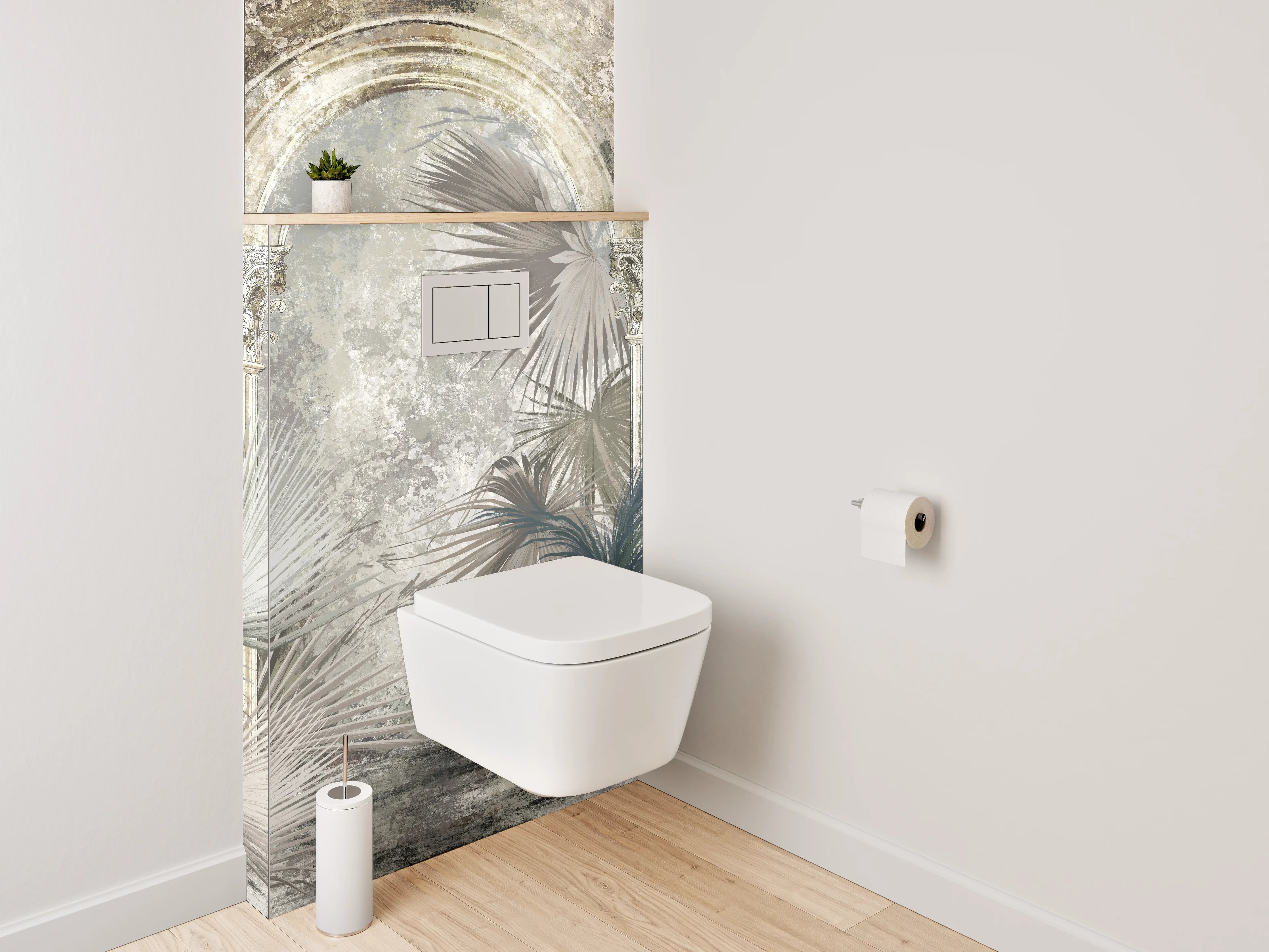 WC-Rückwand - Botanische antike Säulen Kunsttapete