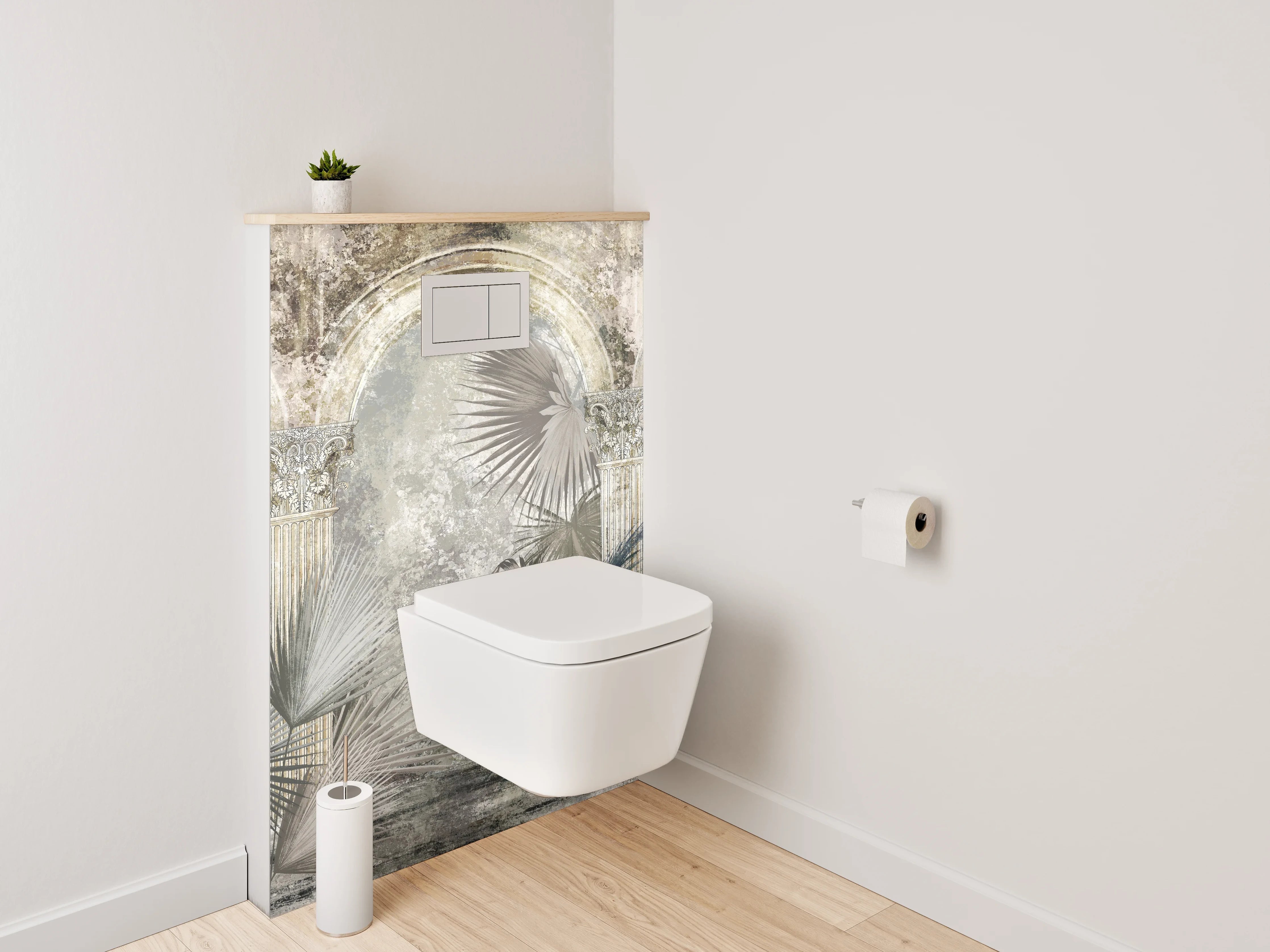 WC-Rückwand - Botanische antike Säulen Kunsttapete