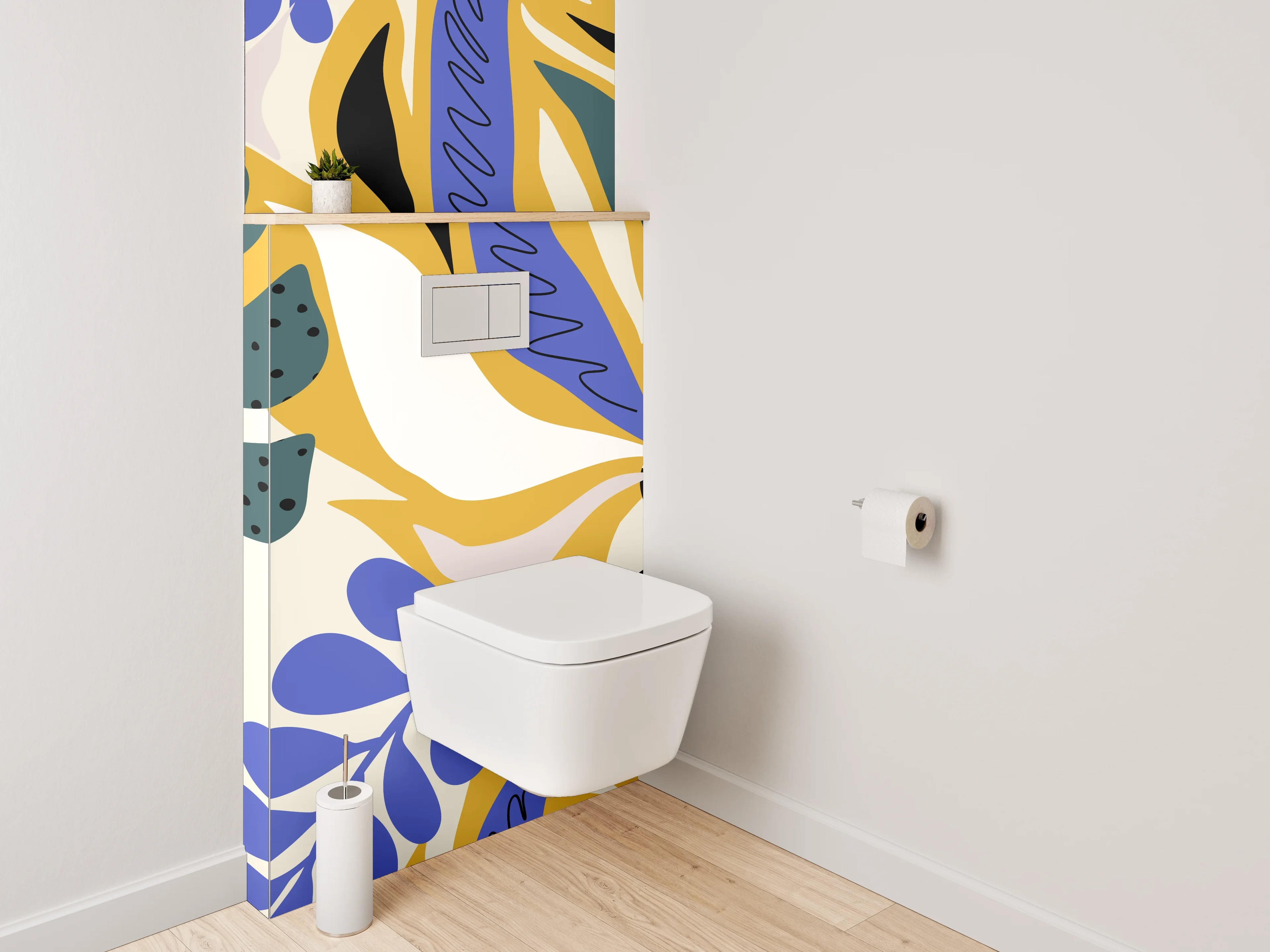 WC-Rückwand - Botanisches Abstract Blätter Muster