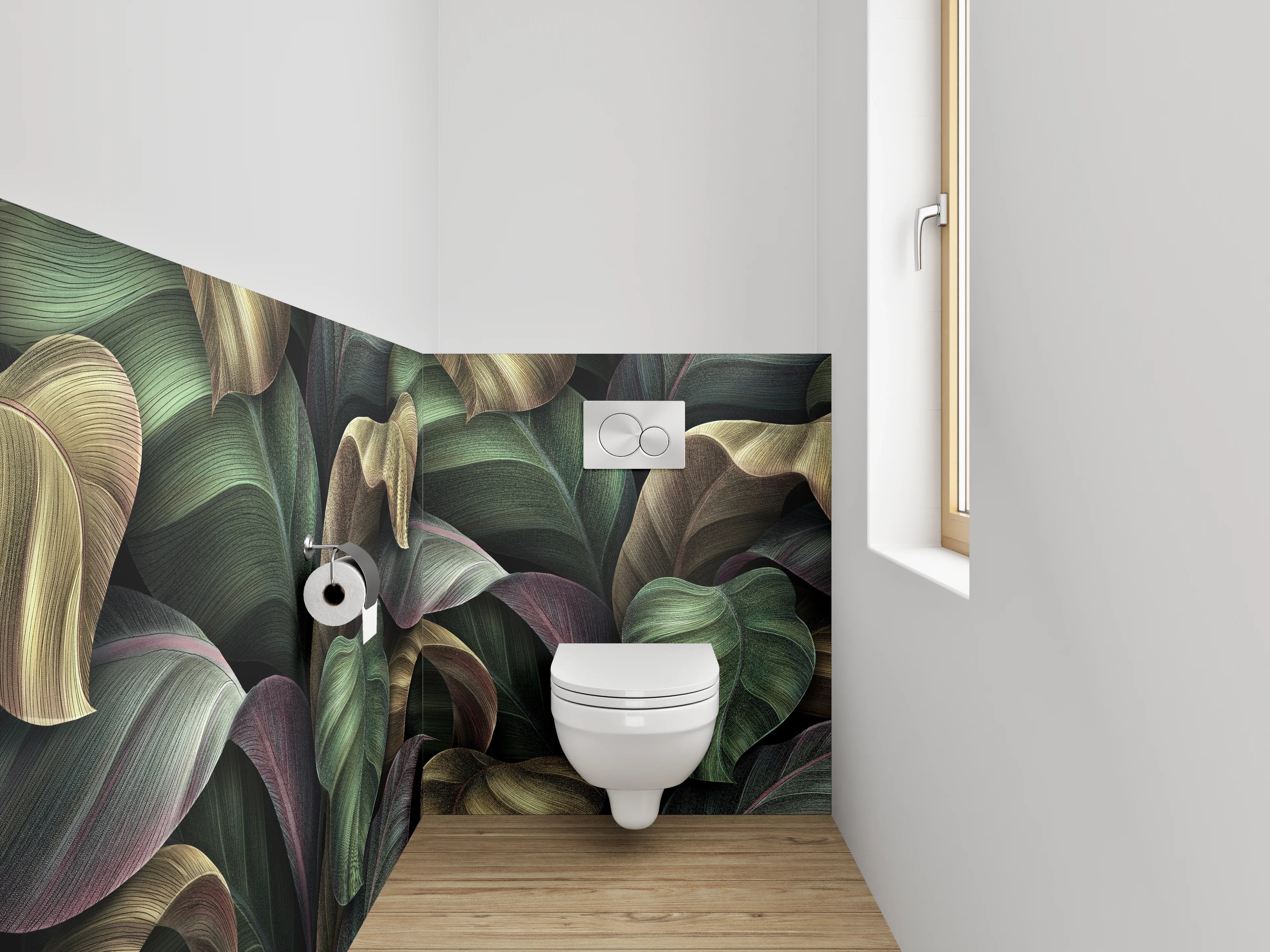 WC-Rückwand - Botanisches Abstract-Blatt Muster