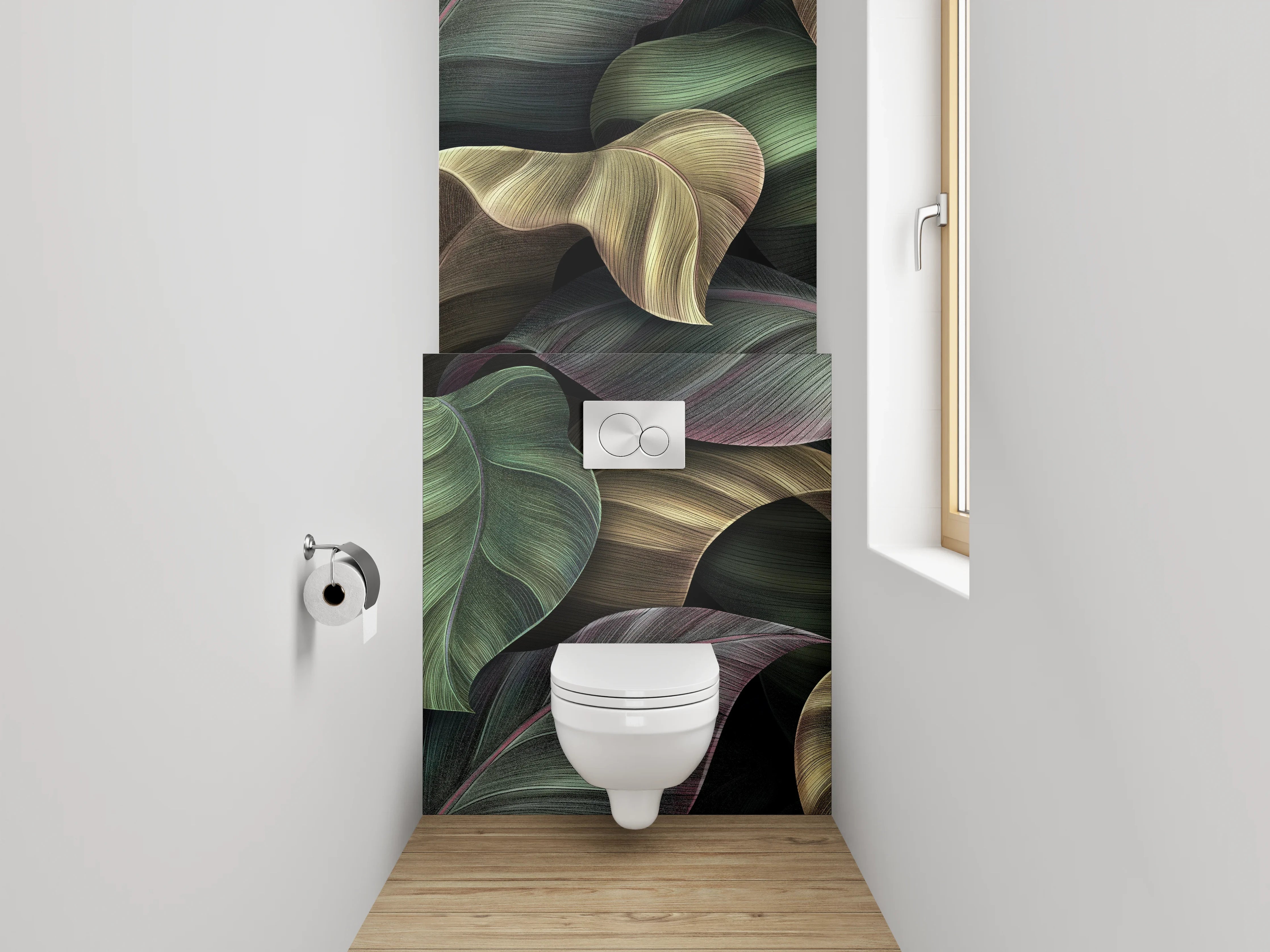 WC-Rückwand - Botanisches Abstract-Blatt Muster