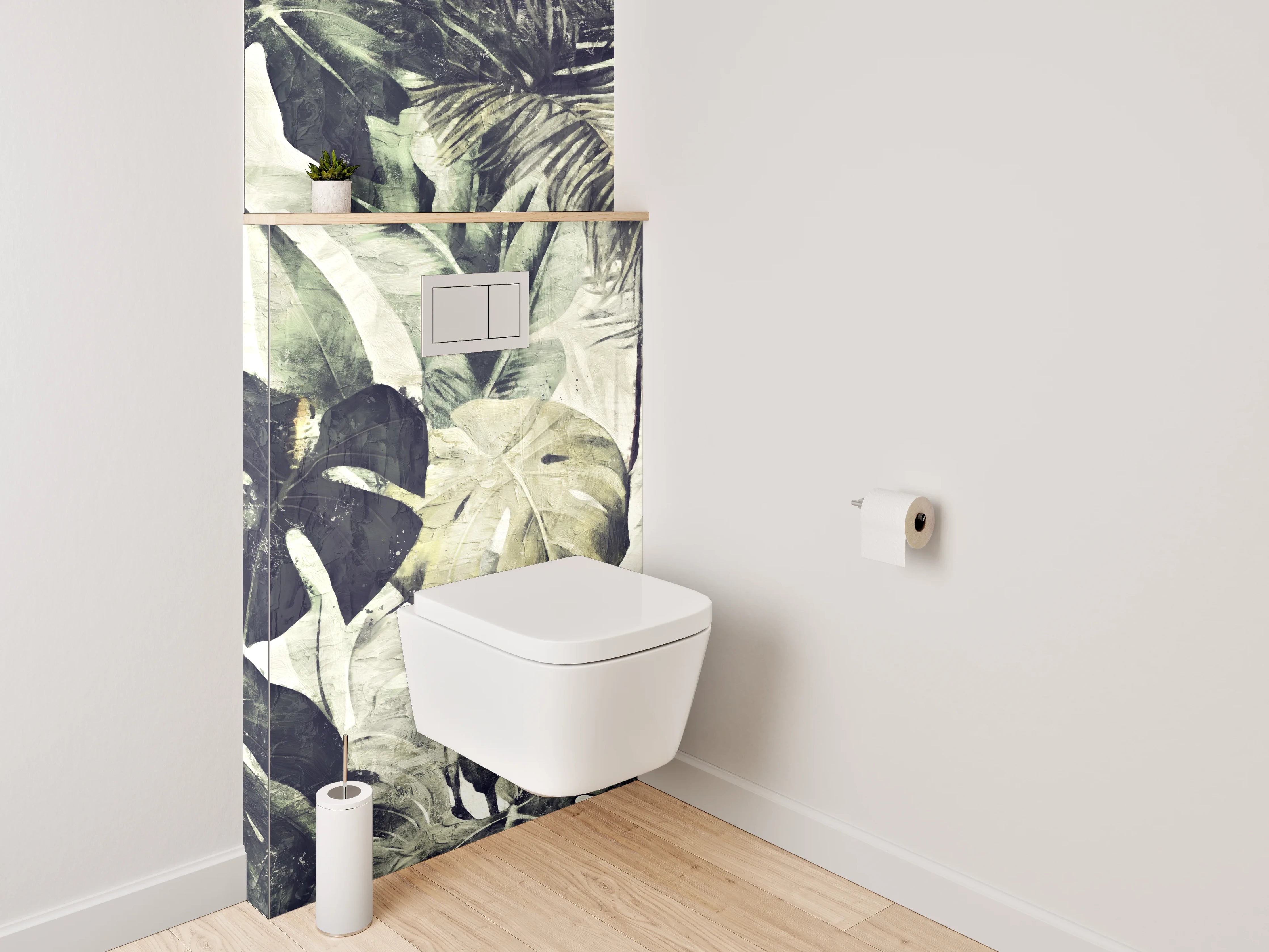 WC-Rückwand - Botanisches Aquarell Dschungel Blätter Design