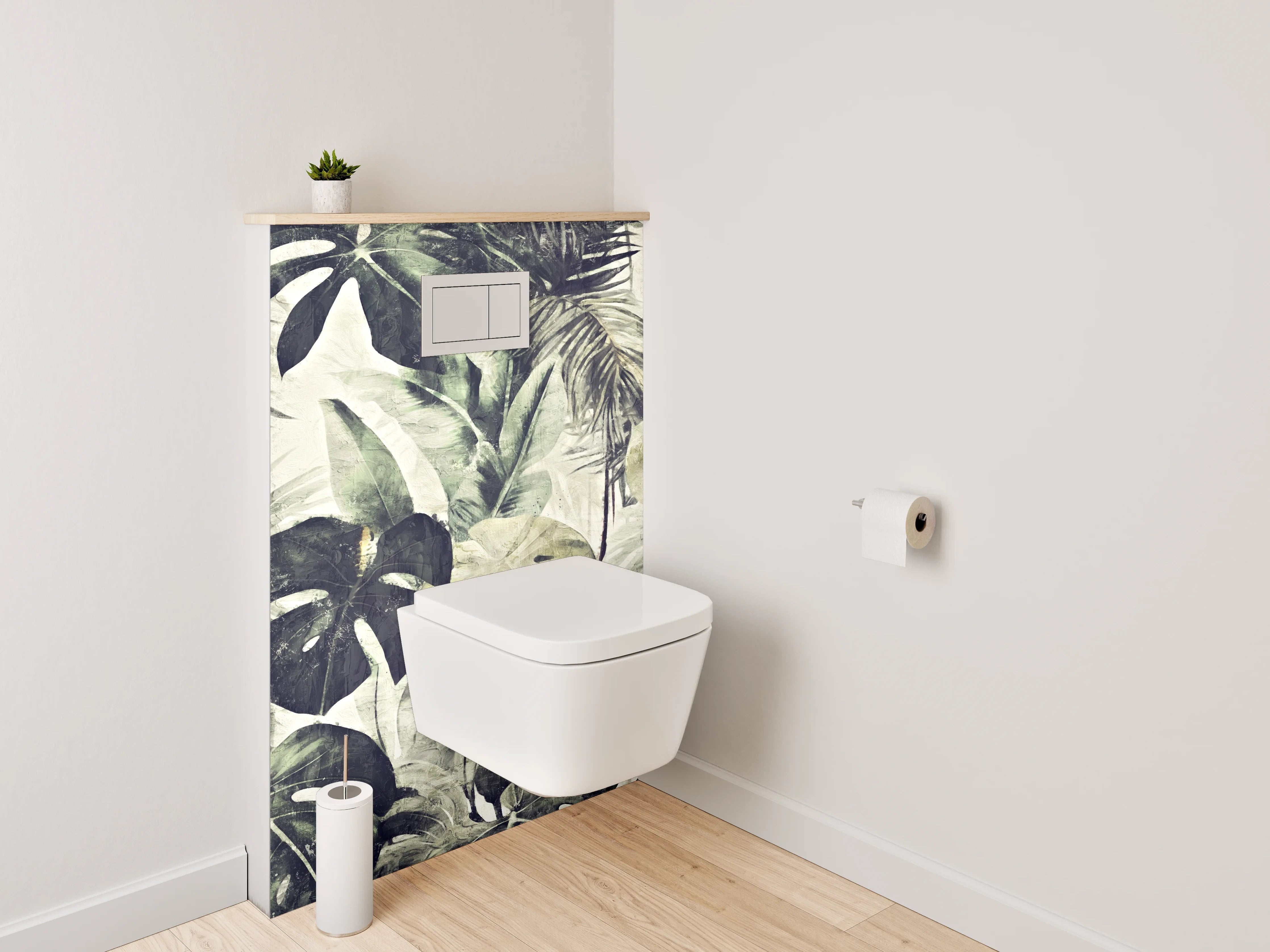 WC-Rückwand - Botanisches Aquarell Dschungel Blätter Design