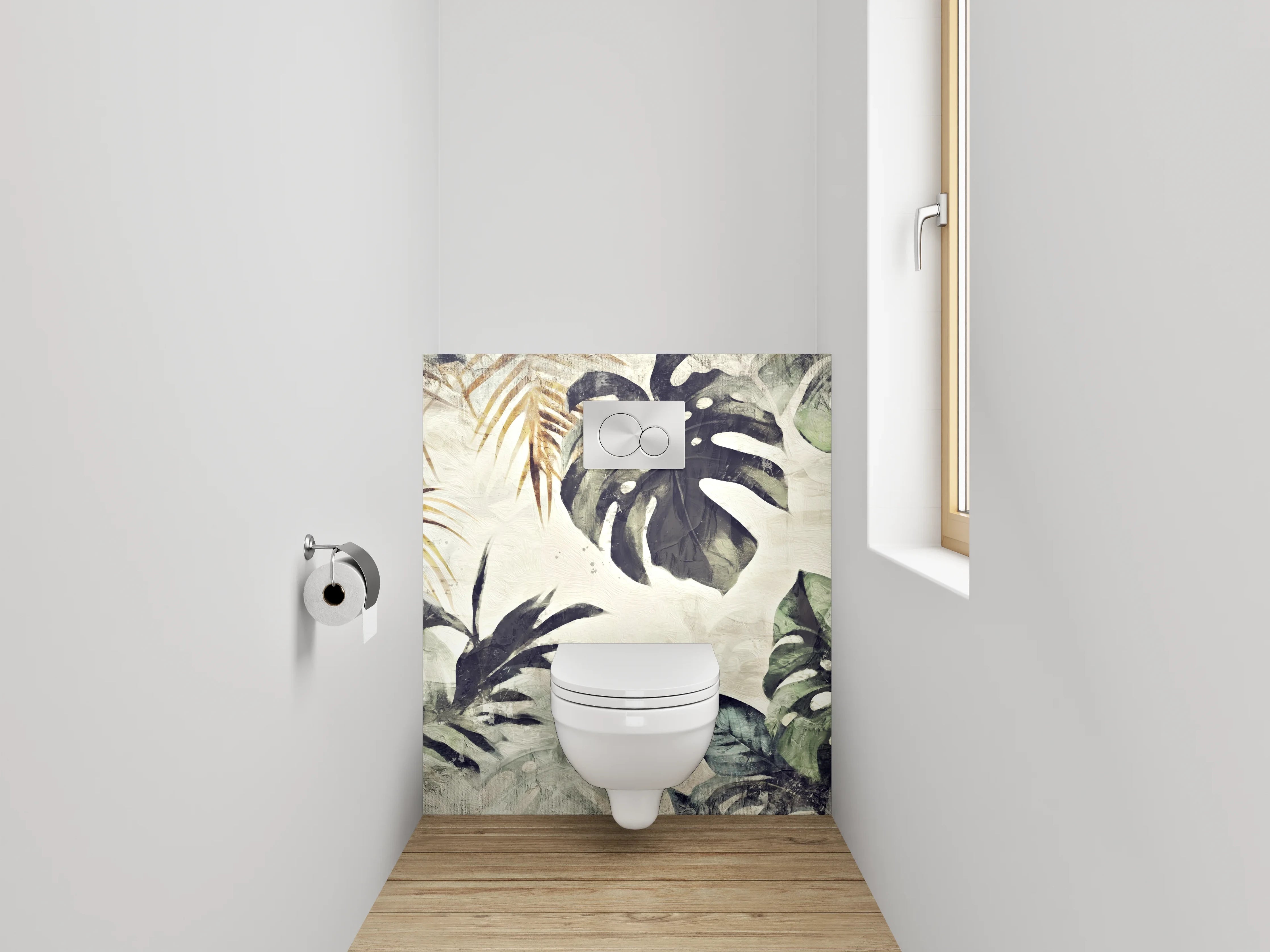 WC-Rückwand - Botanisches Aquarell Dschungel-Design