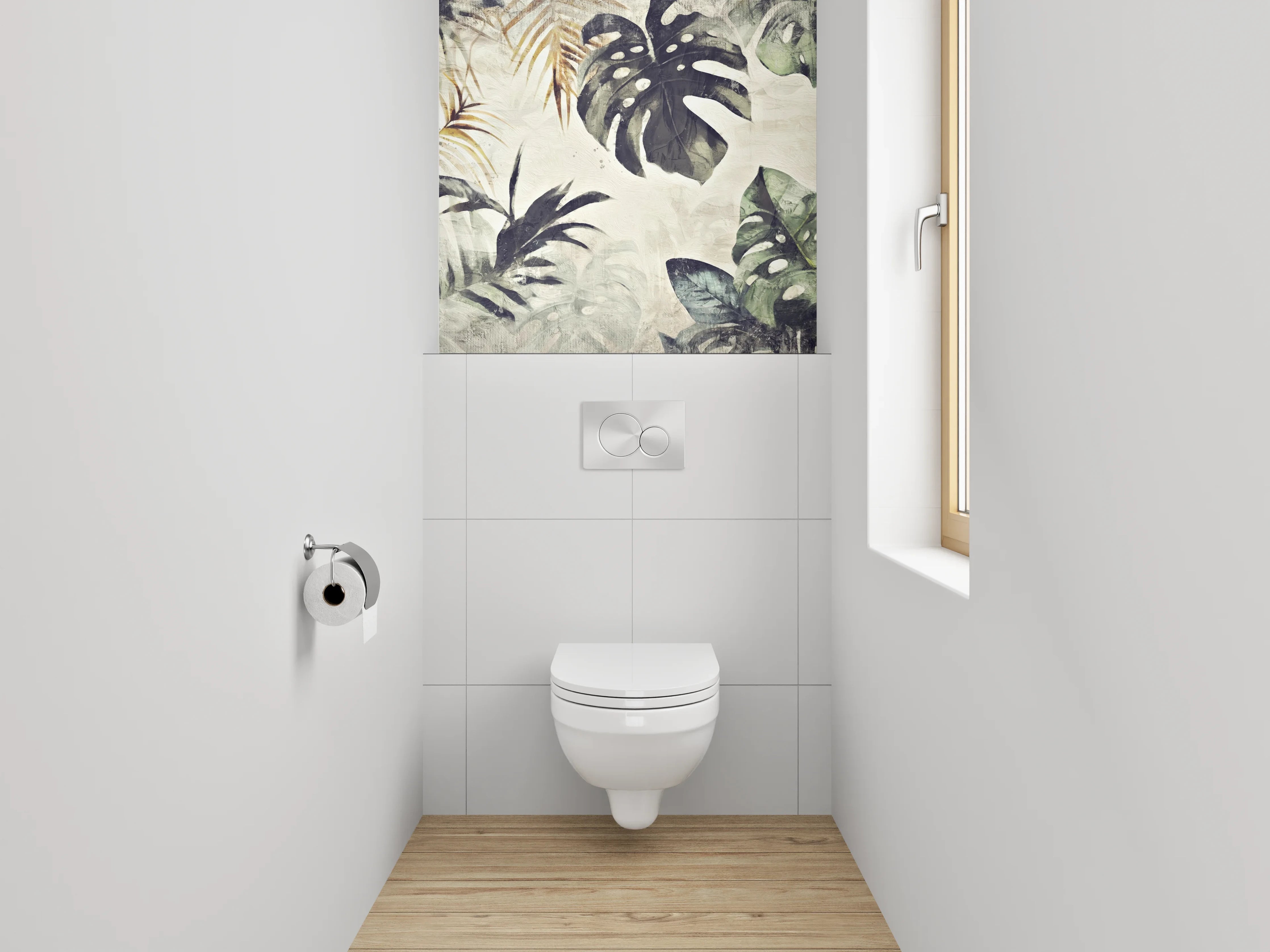 WC-Rückwand - Botanisches Aquarell Dschungel-Design