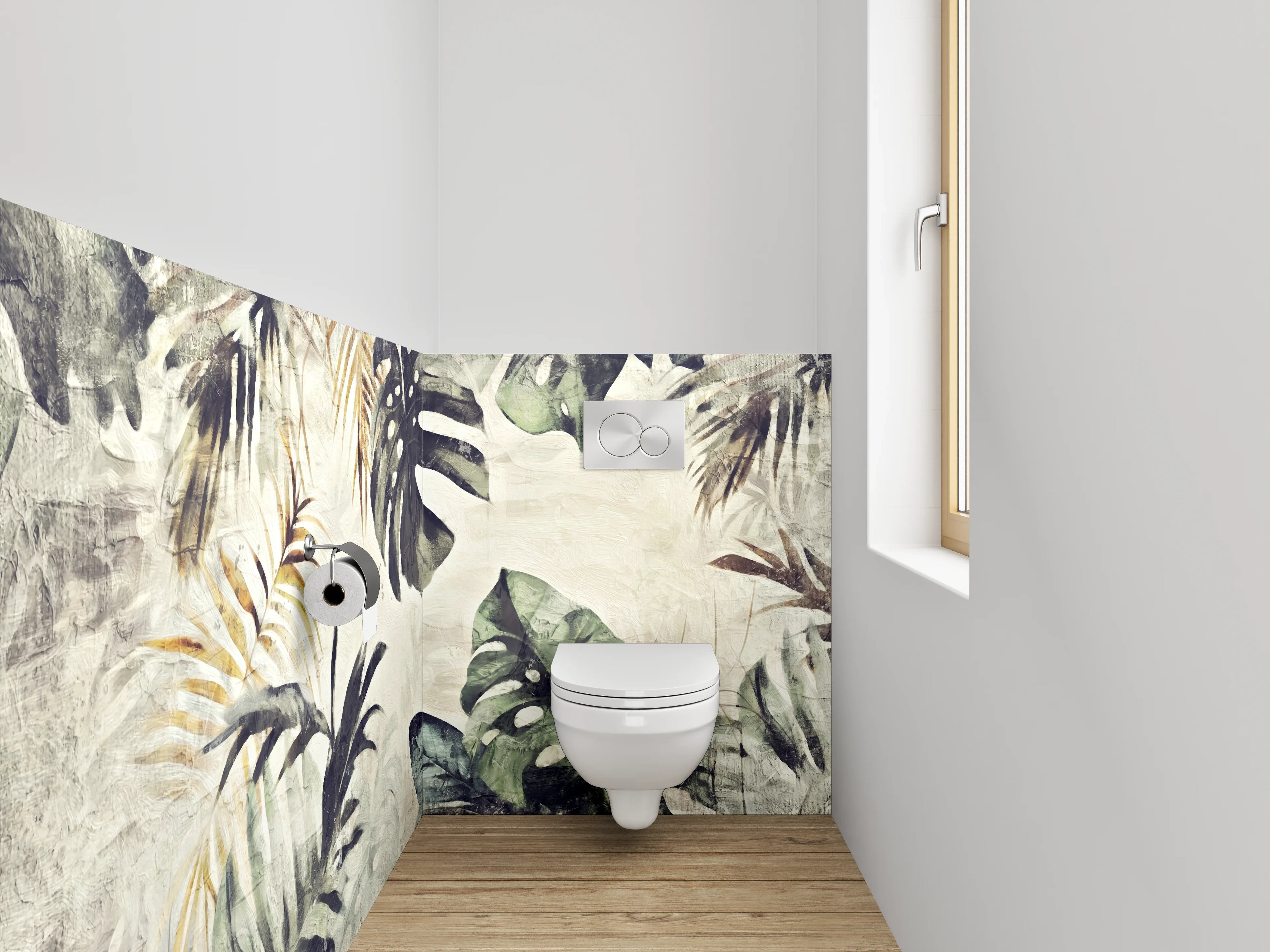 WC-Rückwand - Botanisches Aquarell Dschungel-Design