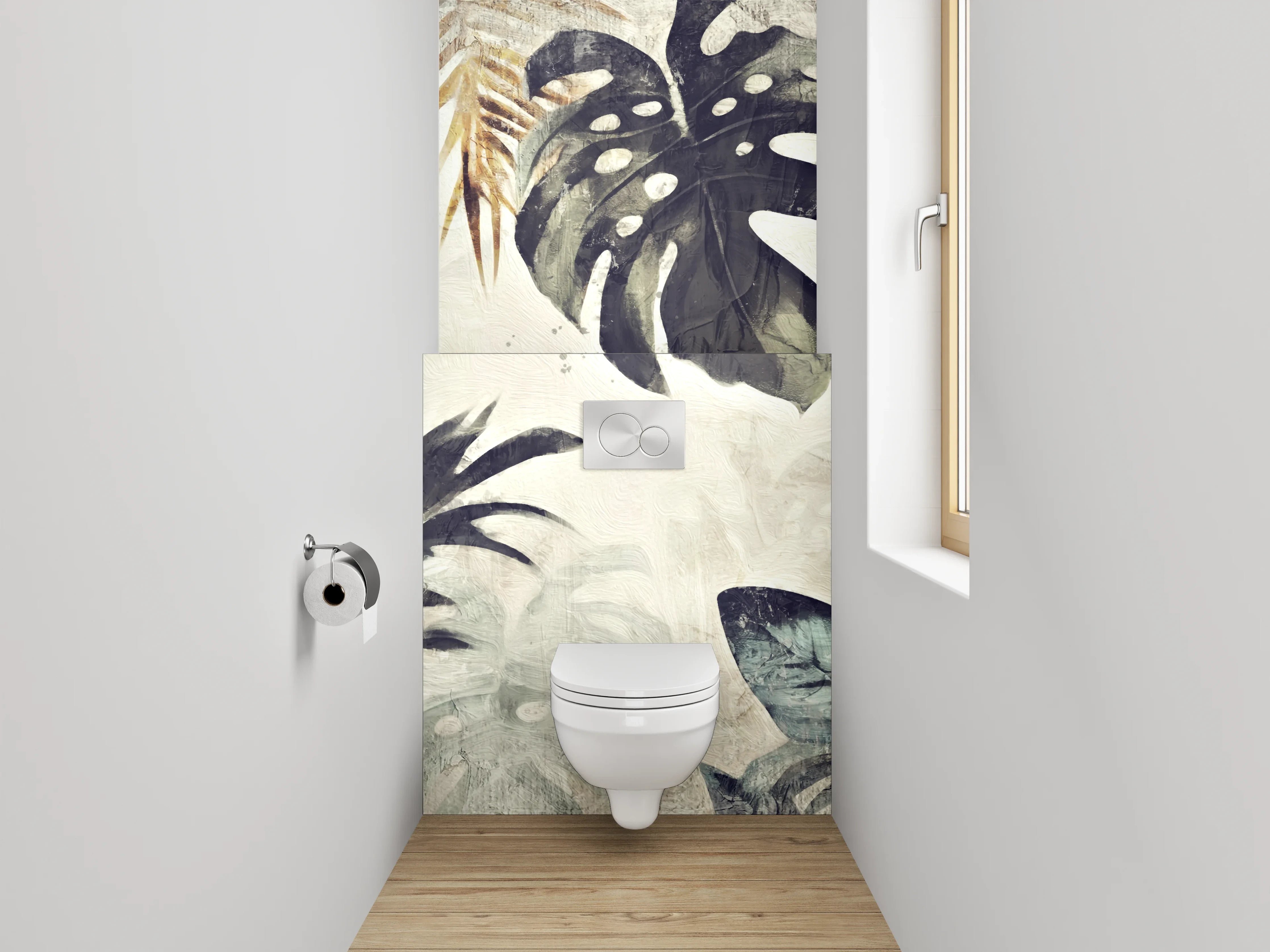 WC-Rückwand - Botanisches Aquarell Dschungel-Design