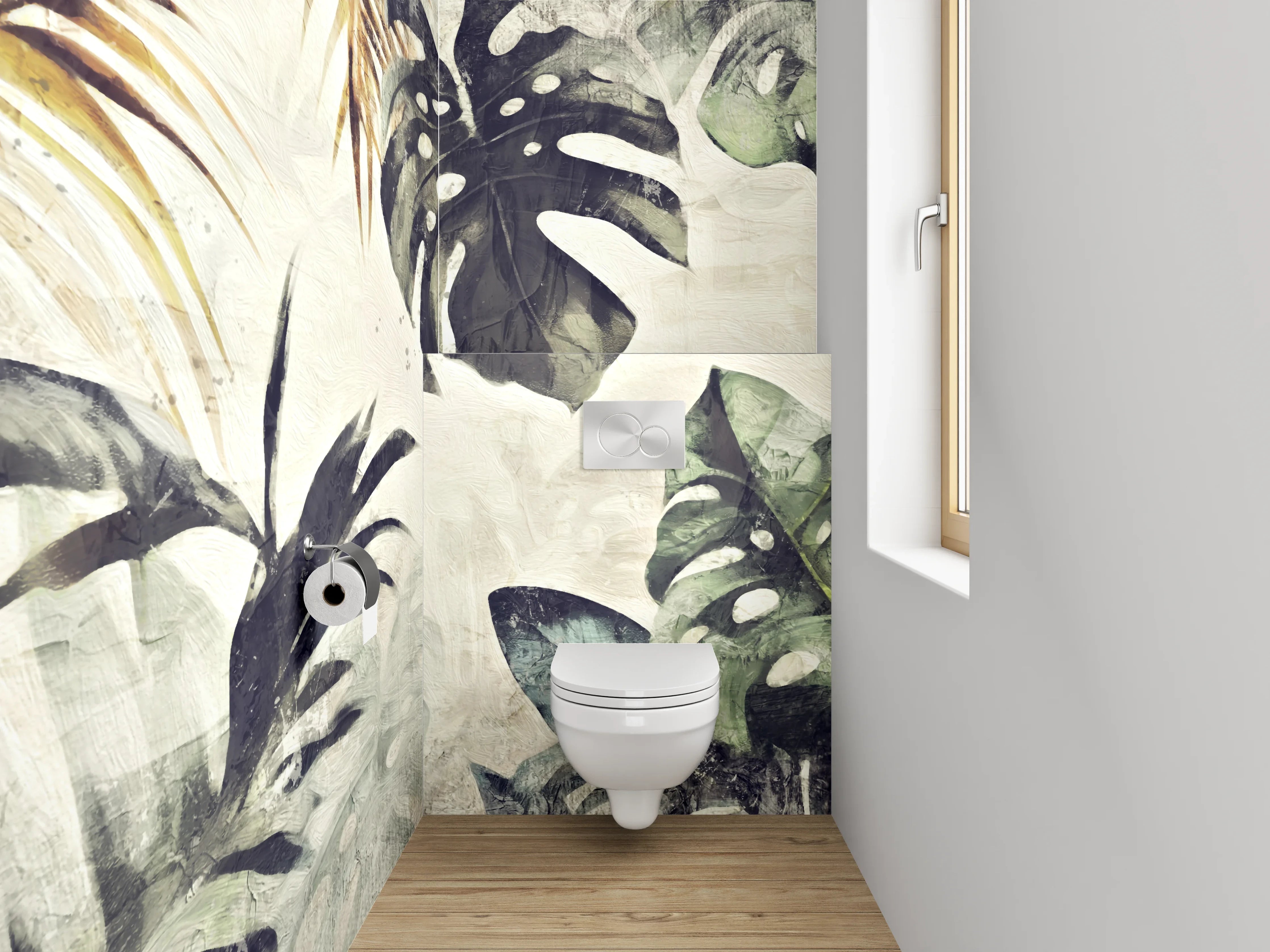 WC-Rückwand - Botanisches Aquarell Dschungel-Design