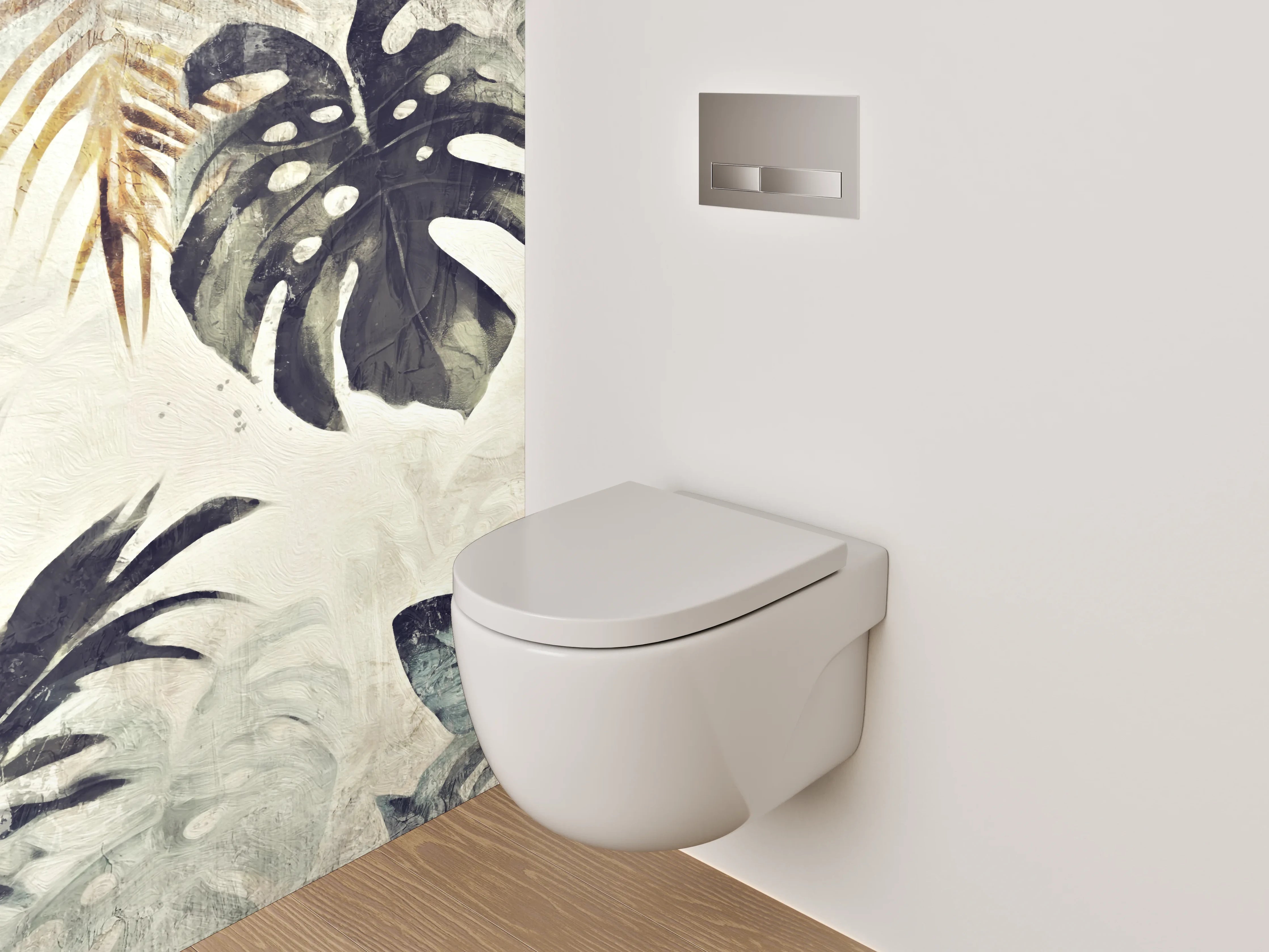 WC-Rückwand - Botanisches Aquarell Dschungel-Design