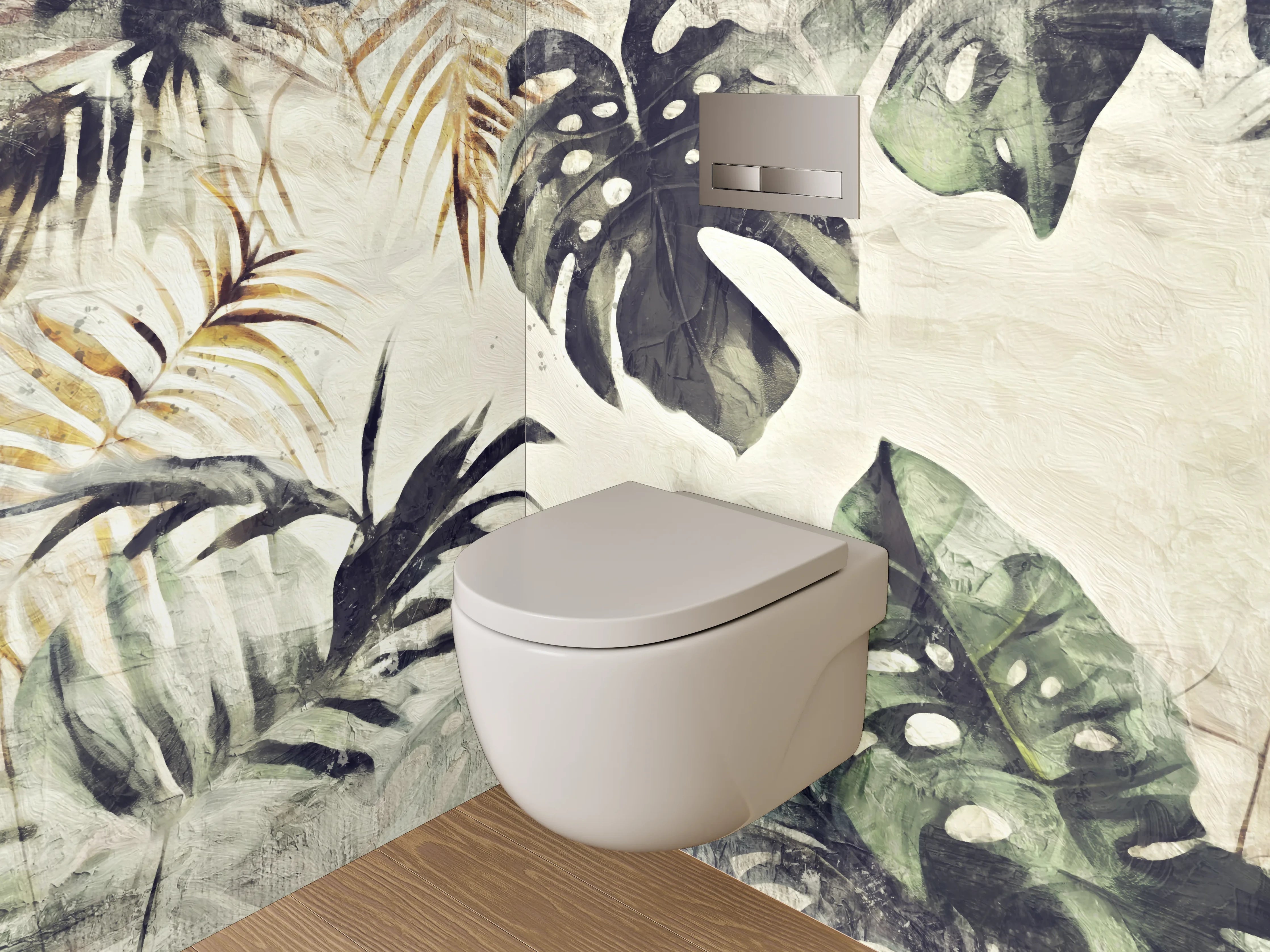 WC-Rückwand - Botanisches Aquarell Dschungel-Design