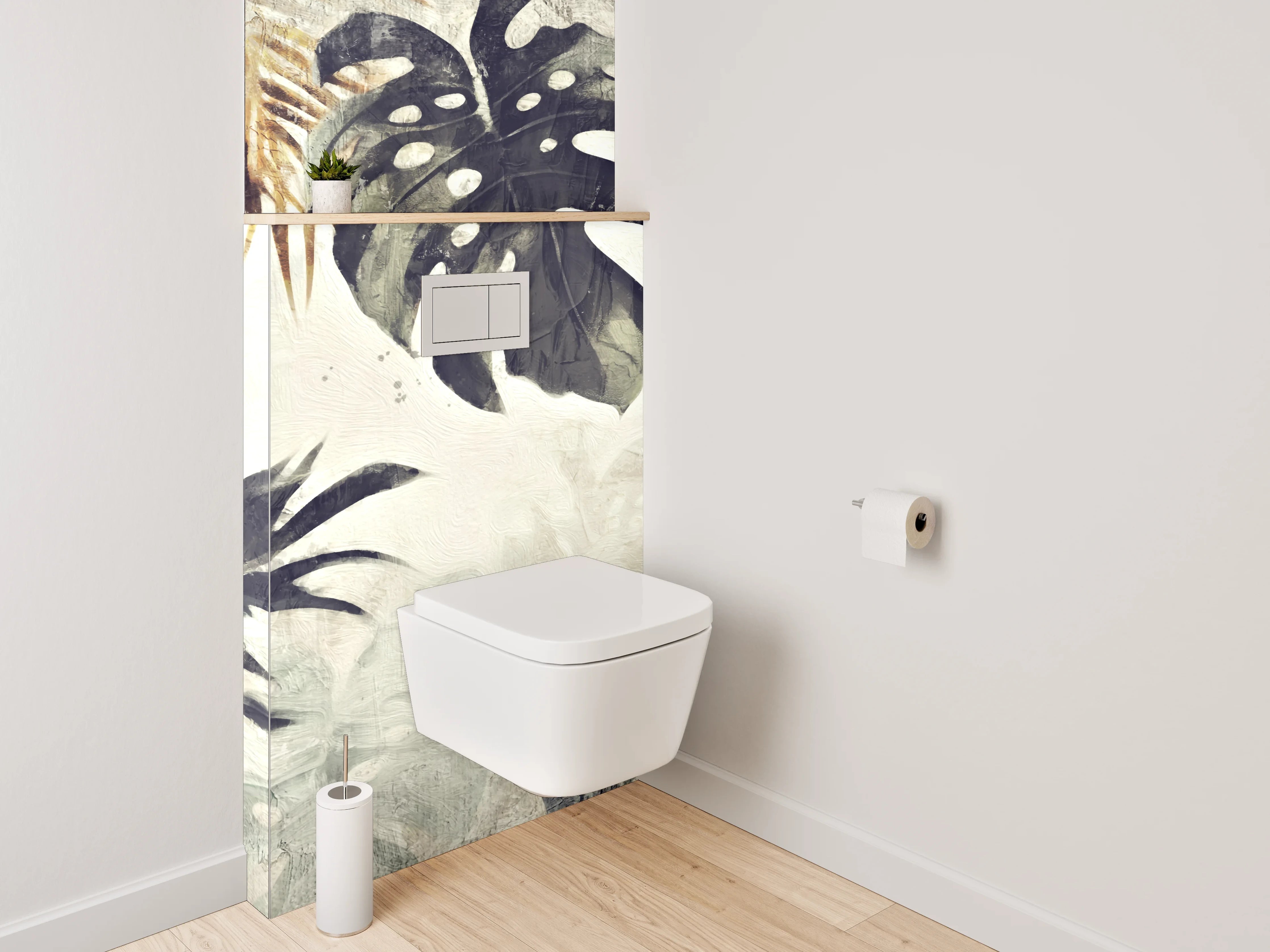 WC-Rückwand - Botanisches Aquarell Dschungel-Design