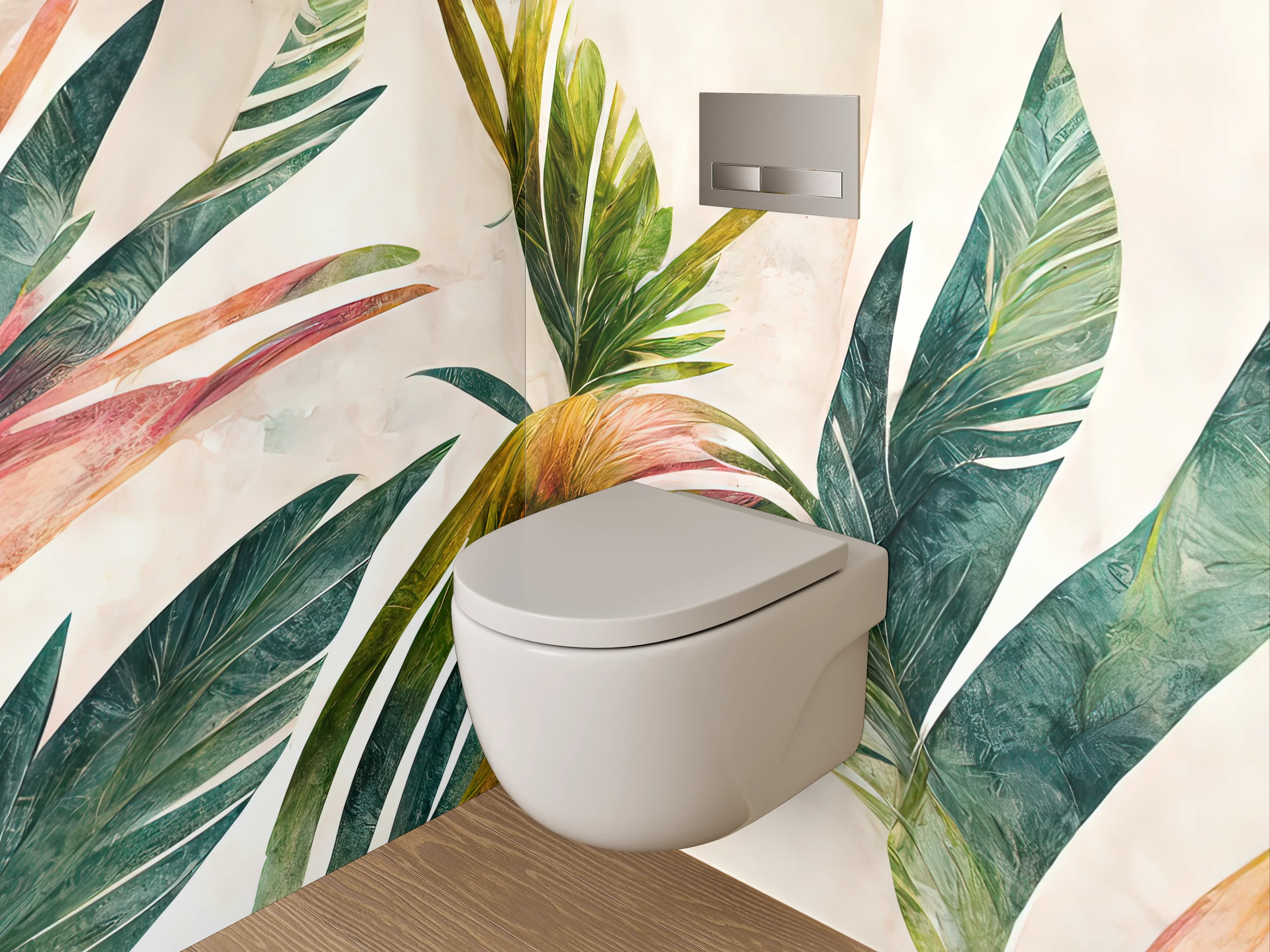 WC-Rückwand - Botanisches Aquarell Dschungelblätter Kunst