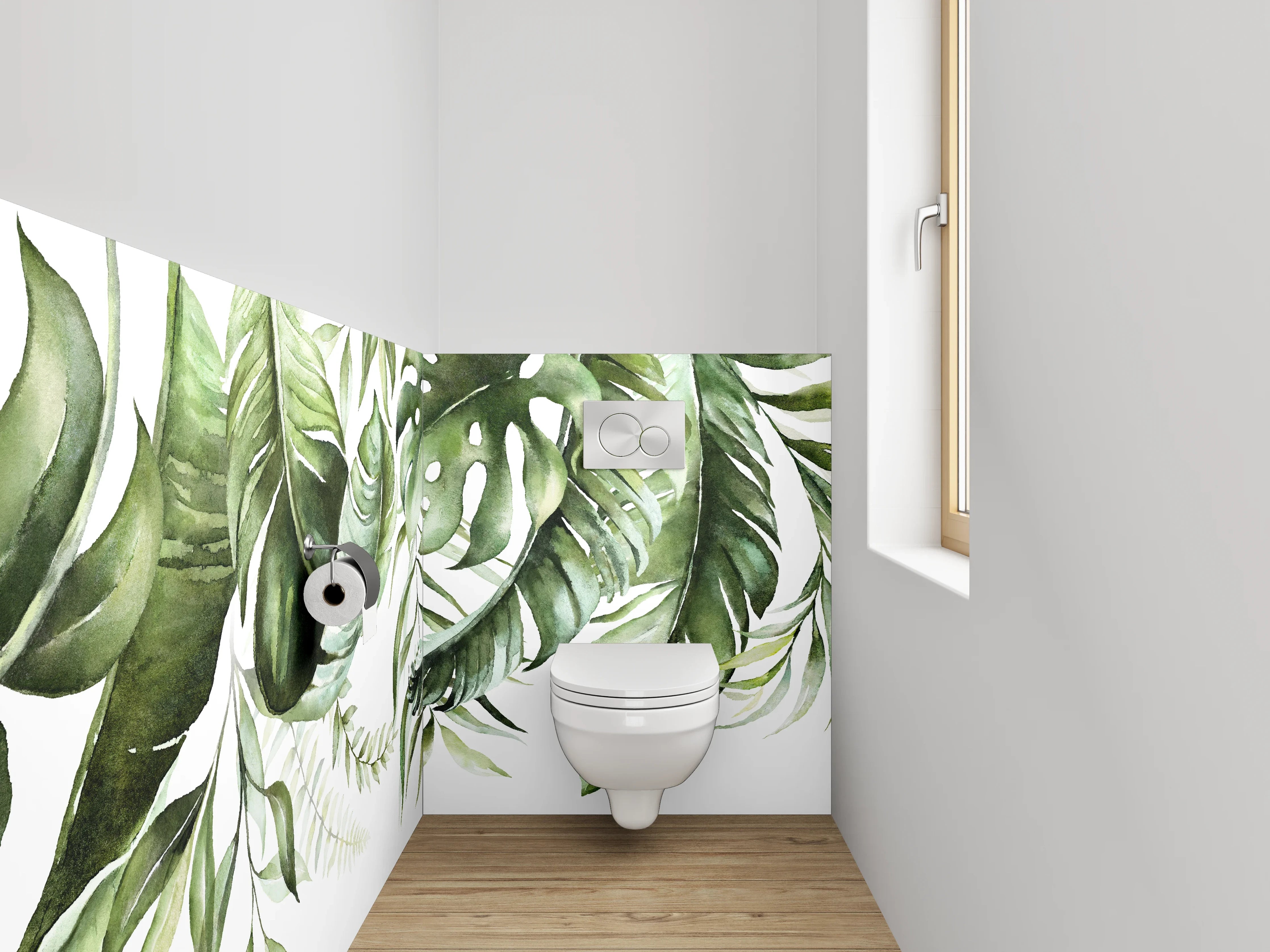 WC-Rückwand - Botanisches Aquarell Jungle Blätter