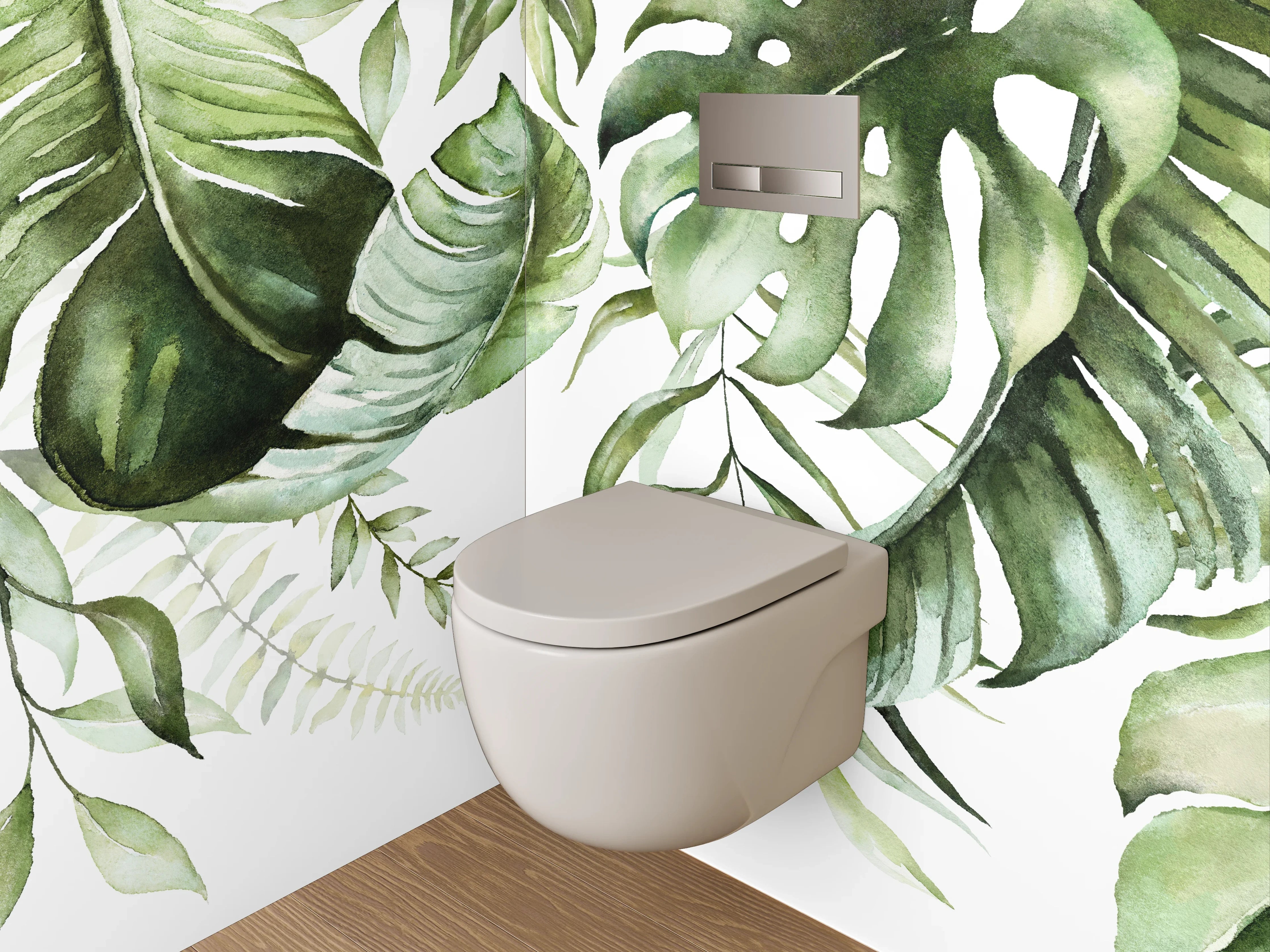 WC-Rückwand - Botanisches Aquarell Jungle Blätter