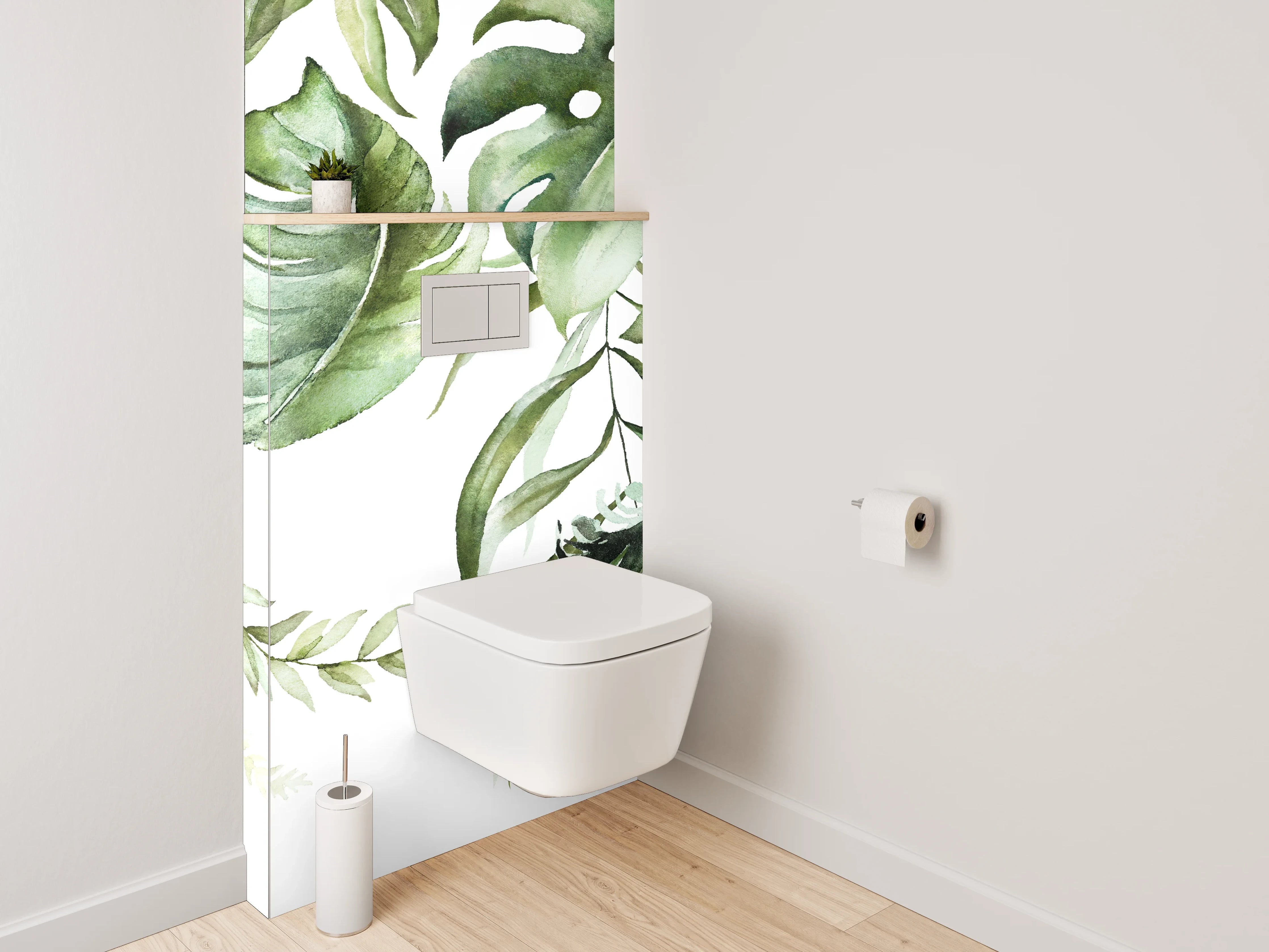 WC-Rückwand - Botanisches Aquarell Jungle Blätter