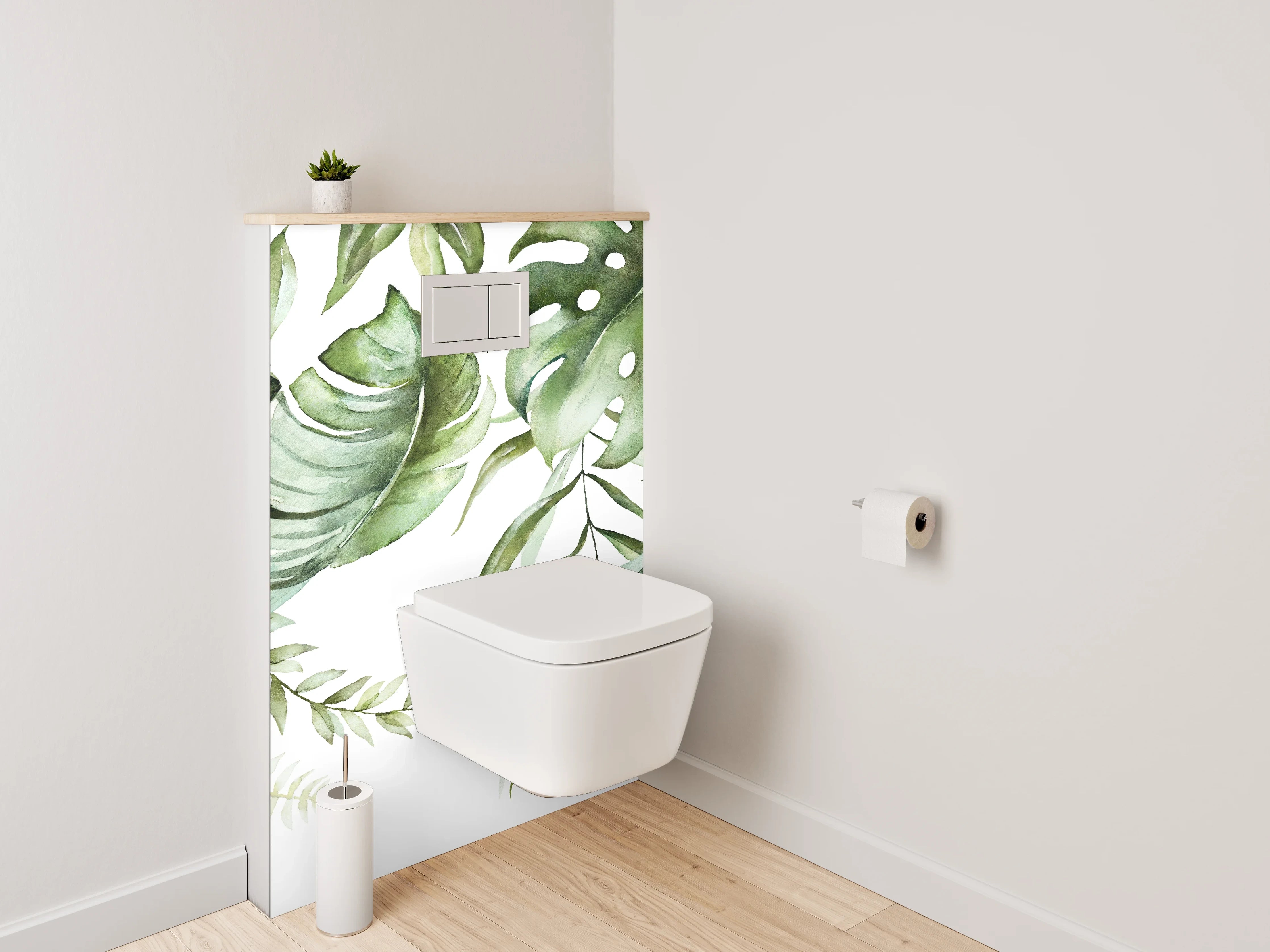 WC-Rückwand - Botanisches Aquarell Jungle Blätter