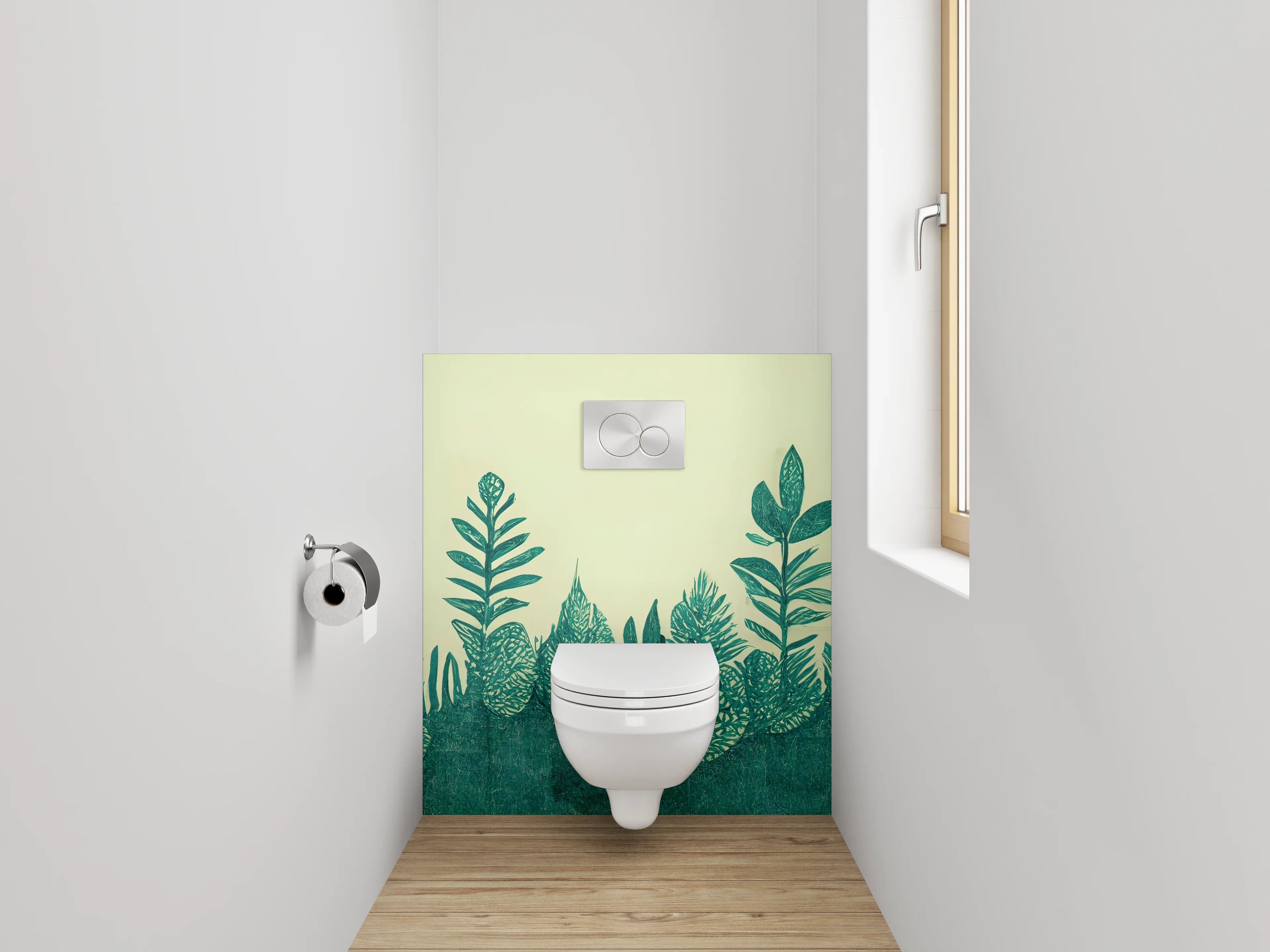 WC-Rückwand - Botanisches Aquarell Pflanzen Grün Illustration