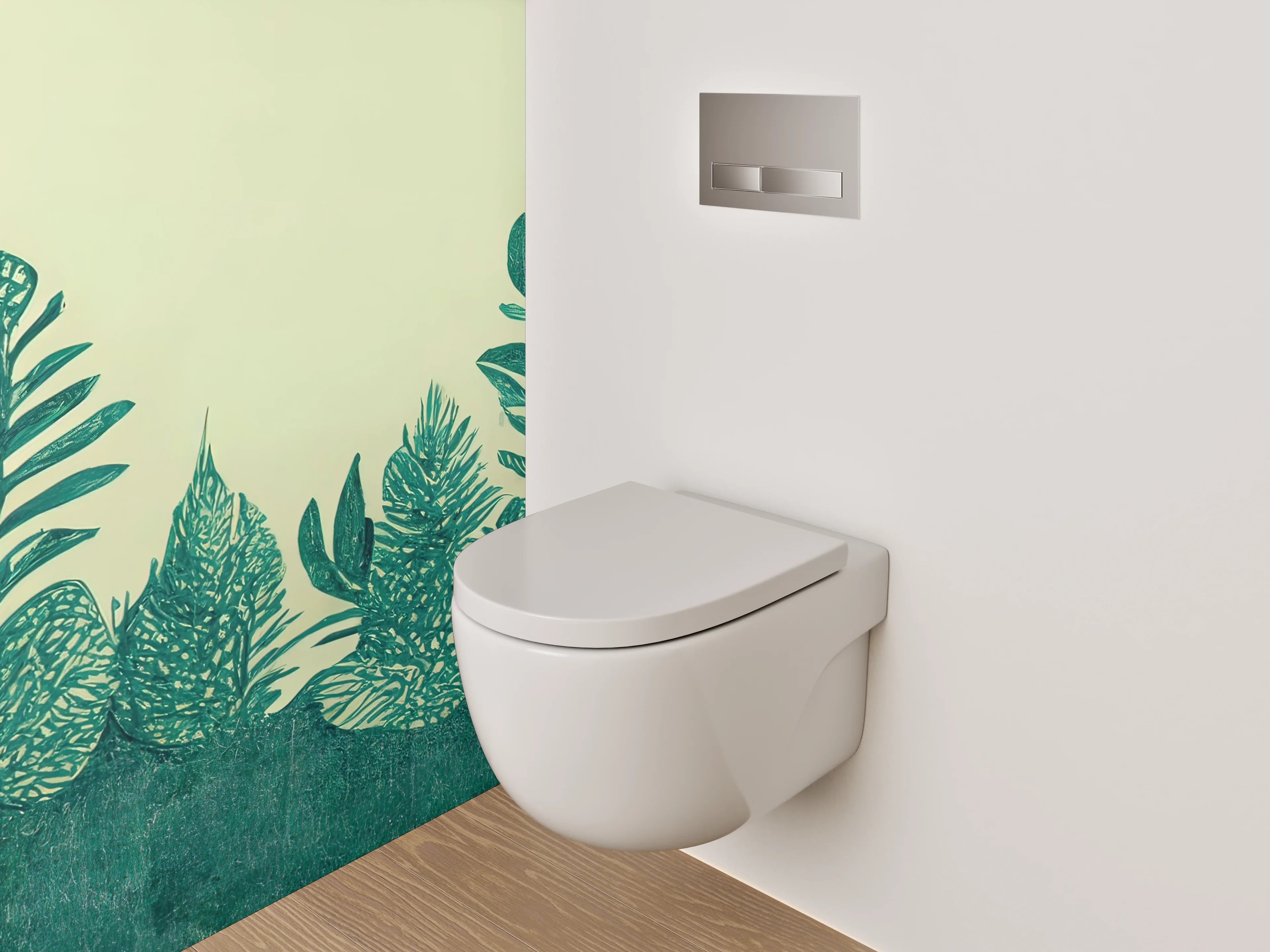 WC-Rückwand - Botanisches Aquarell Pflanzen Grün Illustration