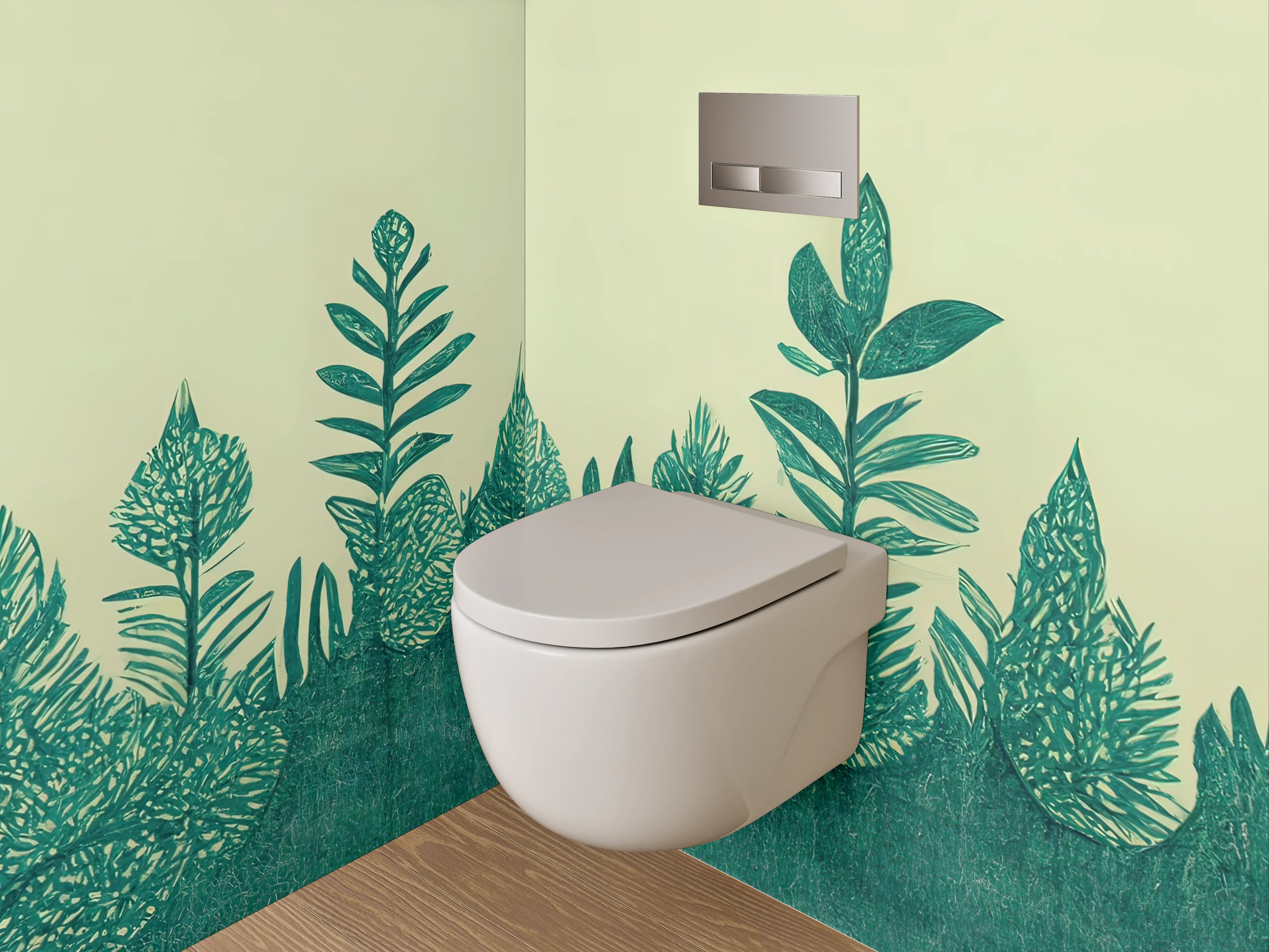 WC-Rückwand - Botanisches Aquarell Pflanzen Grün Illustration