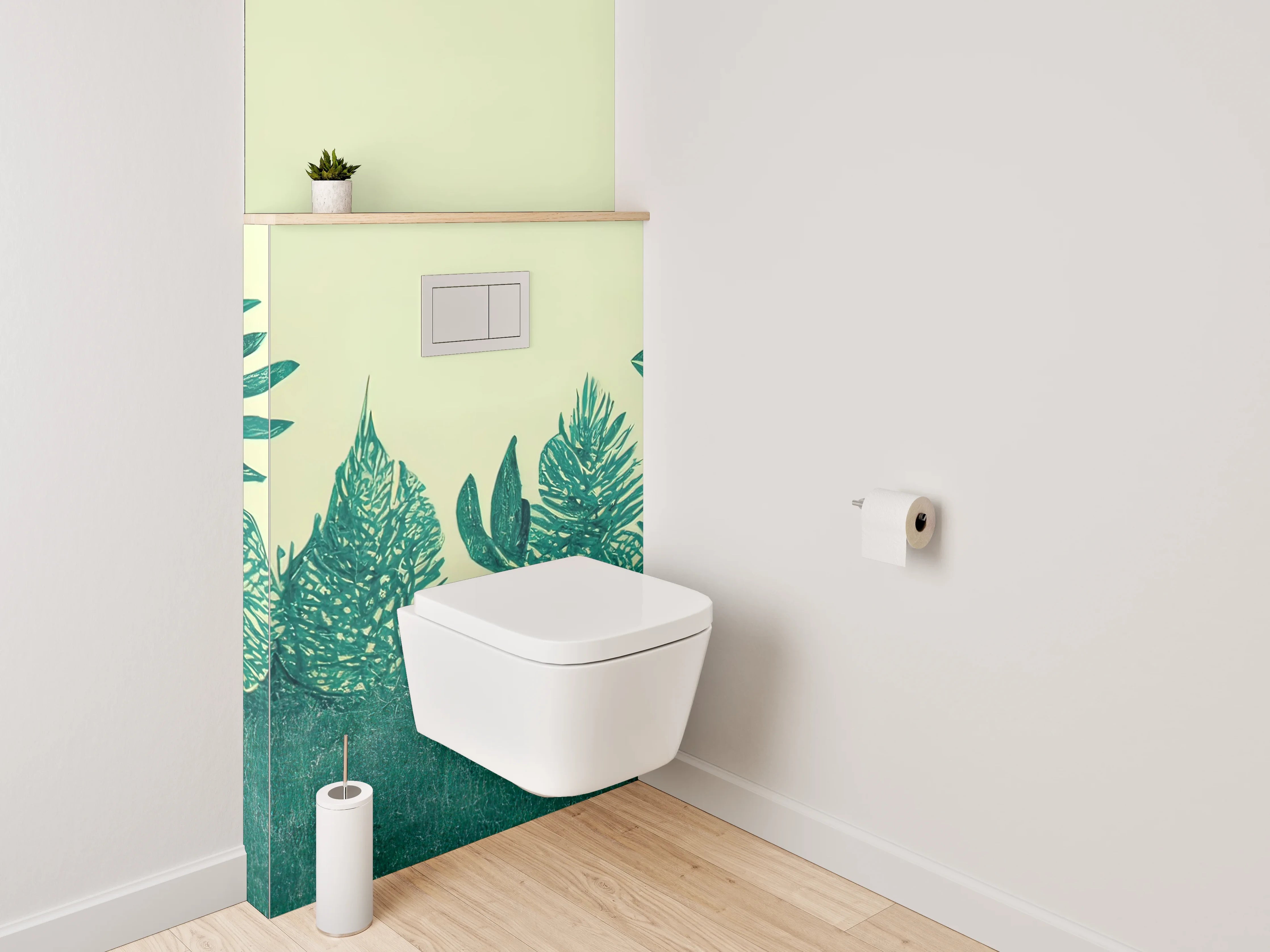 WC-Rückwand - Botanisches Aquarell Pflanzen Grün Illustration