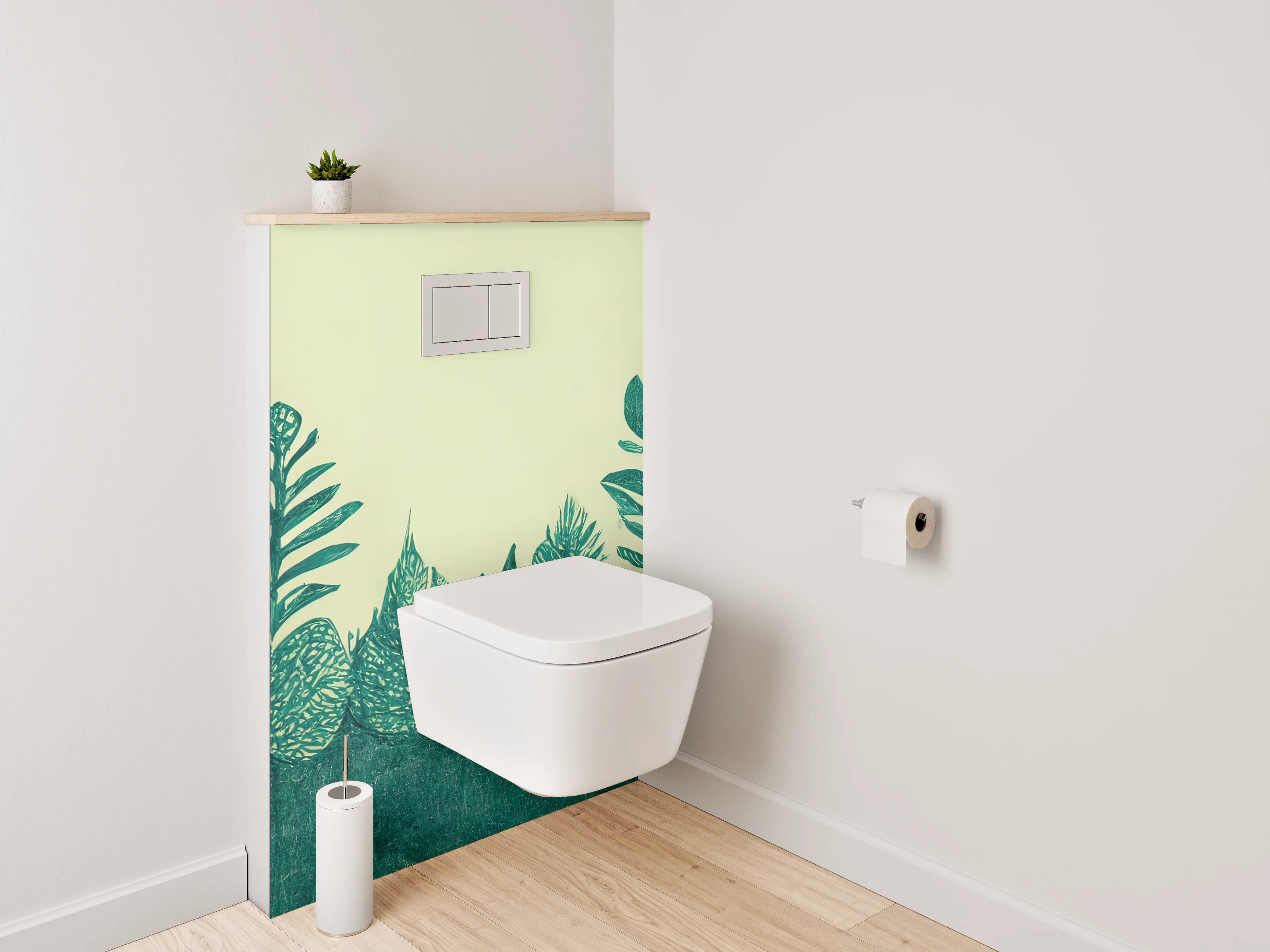 WC-Rückwand - Botanisches Aquarell Pflanzen Grün Illustration