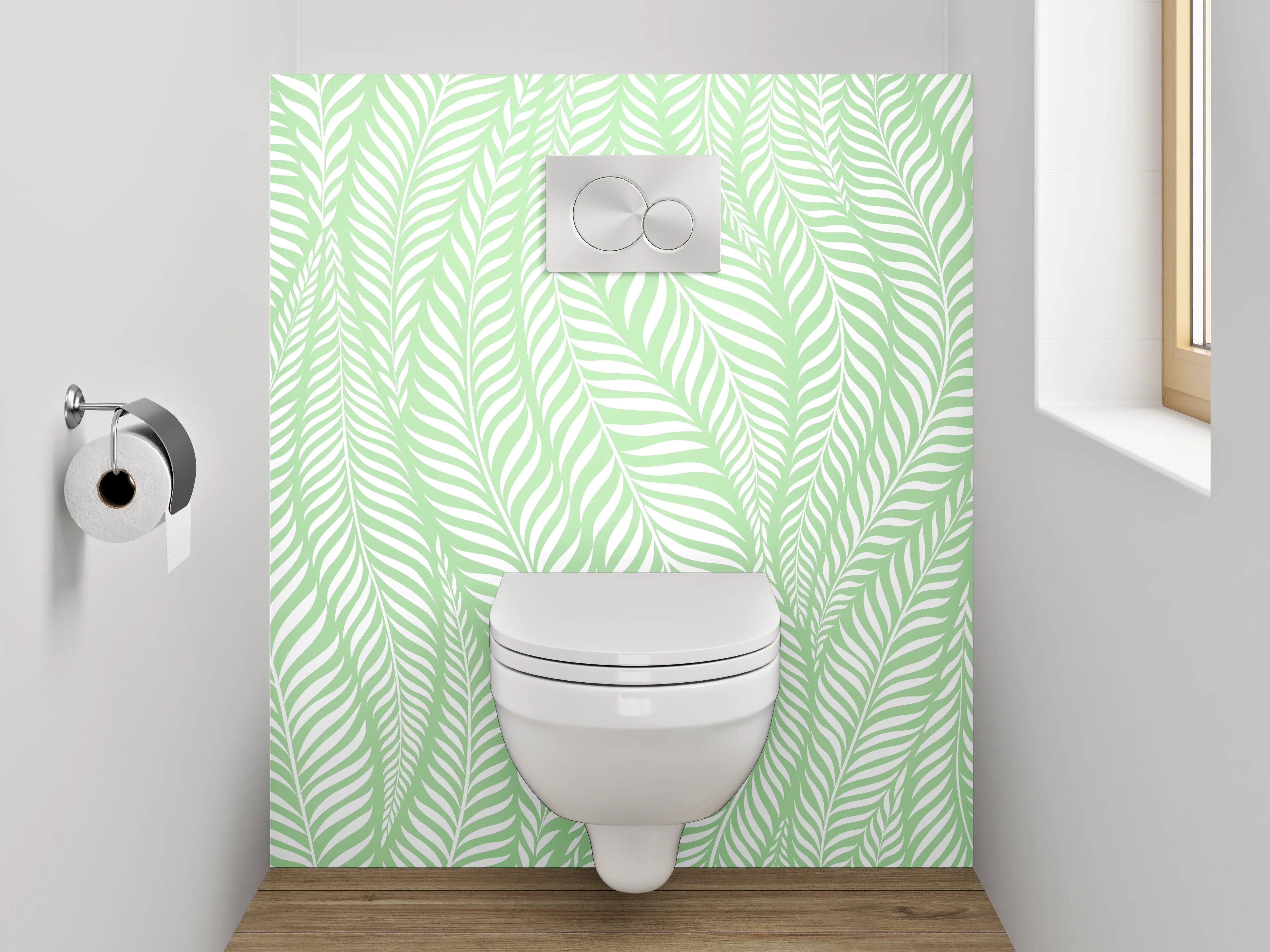 WC-Rückwand - Botanisches Blättermuster in Mintgrün