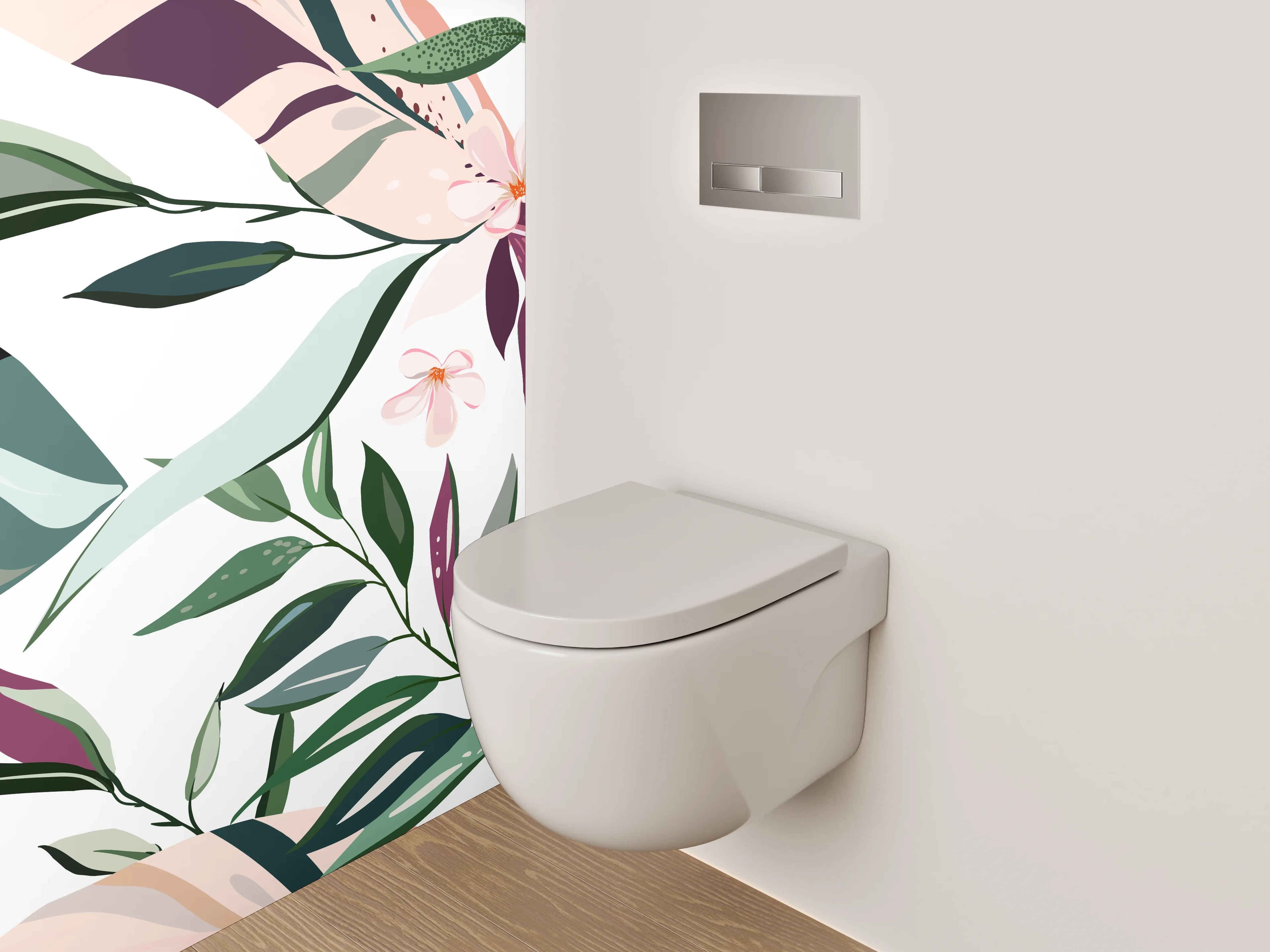 WC-Rückwand - Botanisches Blumen- und Blättermuster