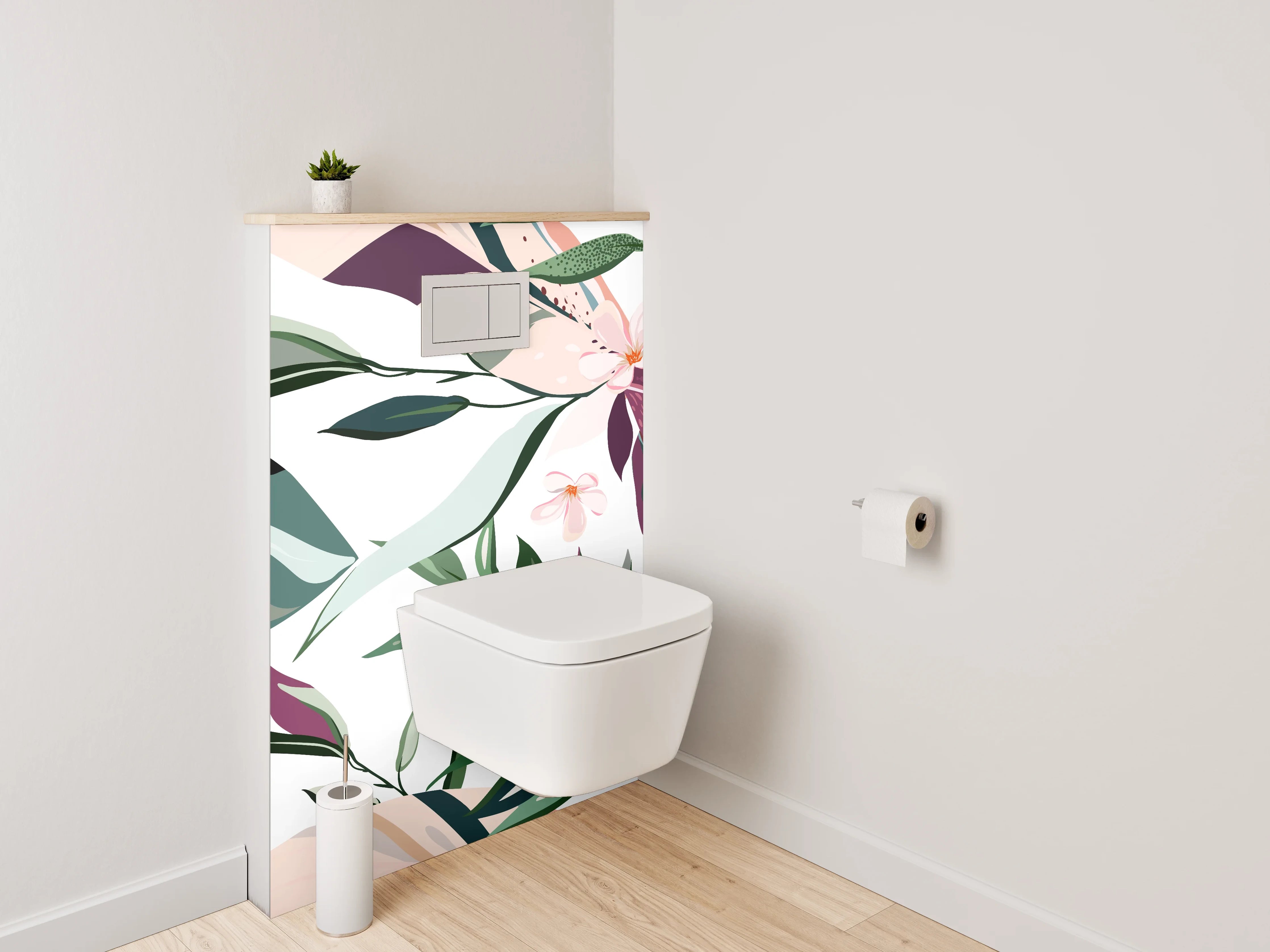 WC-Rückwand - Botanisches Blumen- und Blättermuster