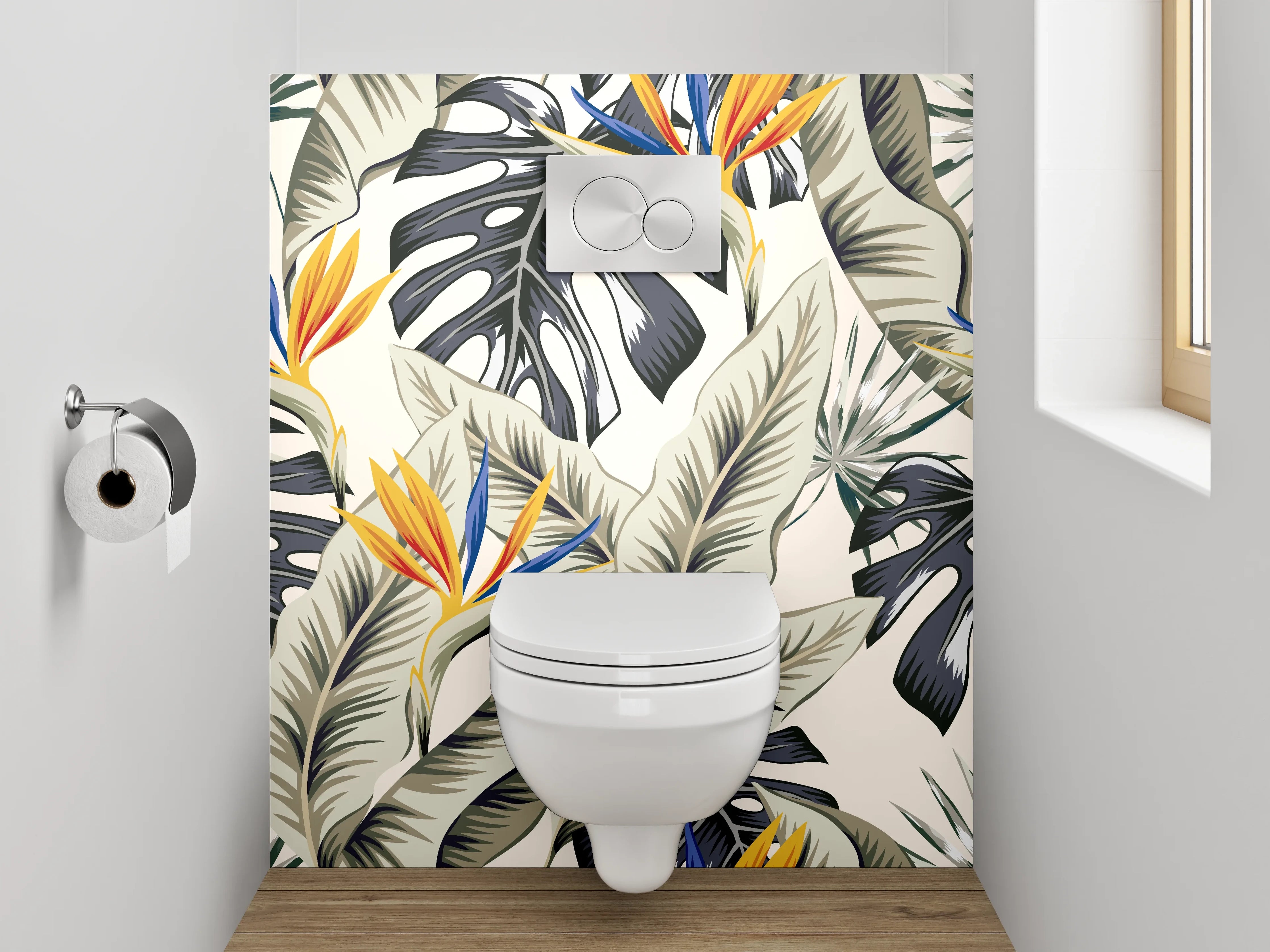 WC-Rückwand - Botanisches Dschungel-Muster Exotik