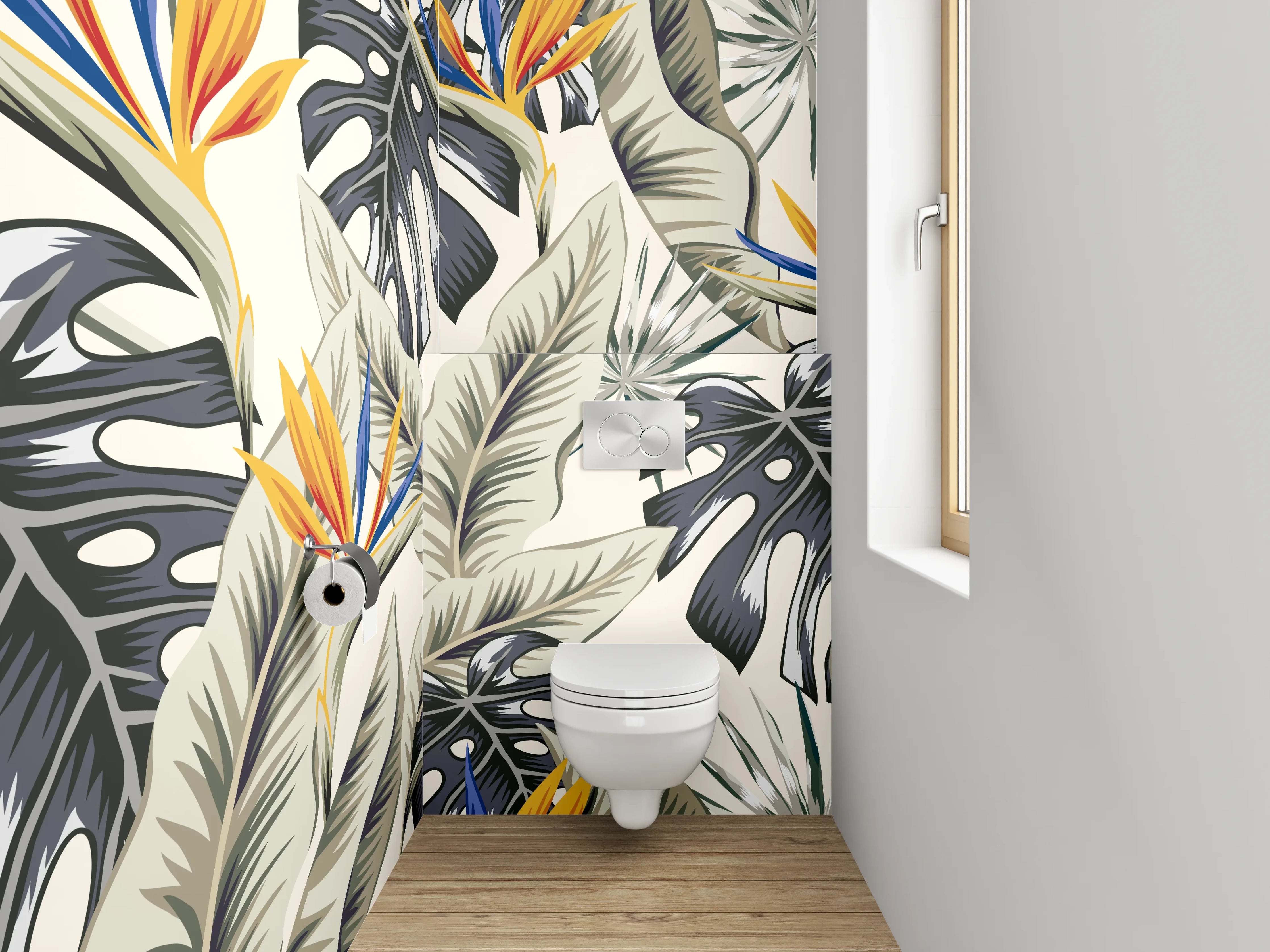 WC-Rückwand - Botanisches Dschungel-Muster Exotik