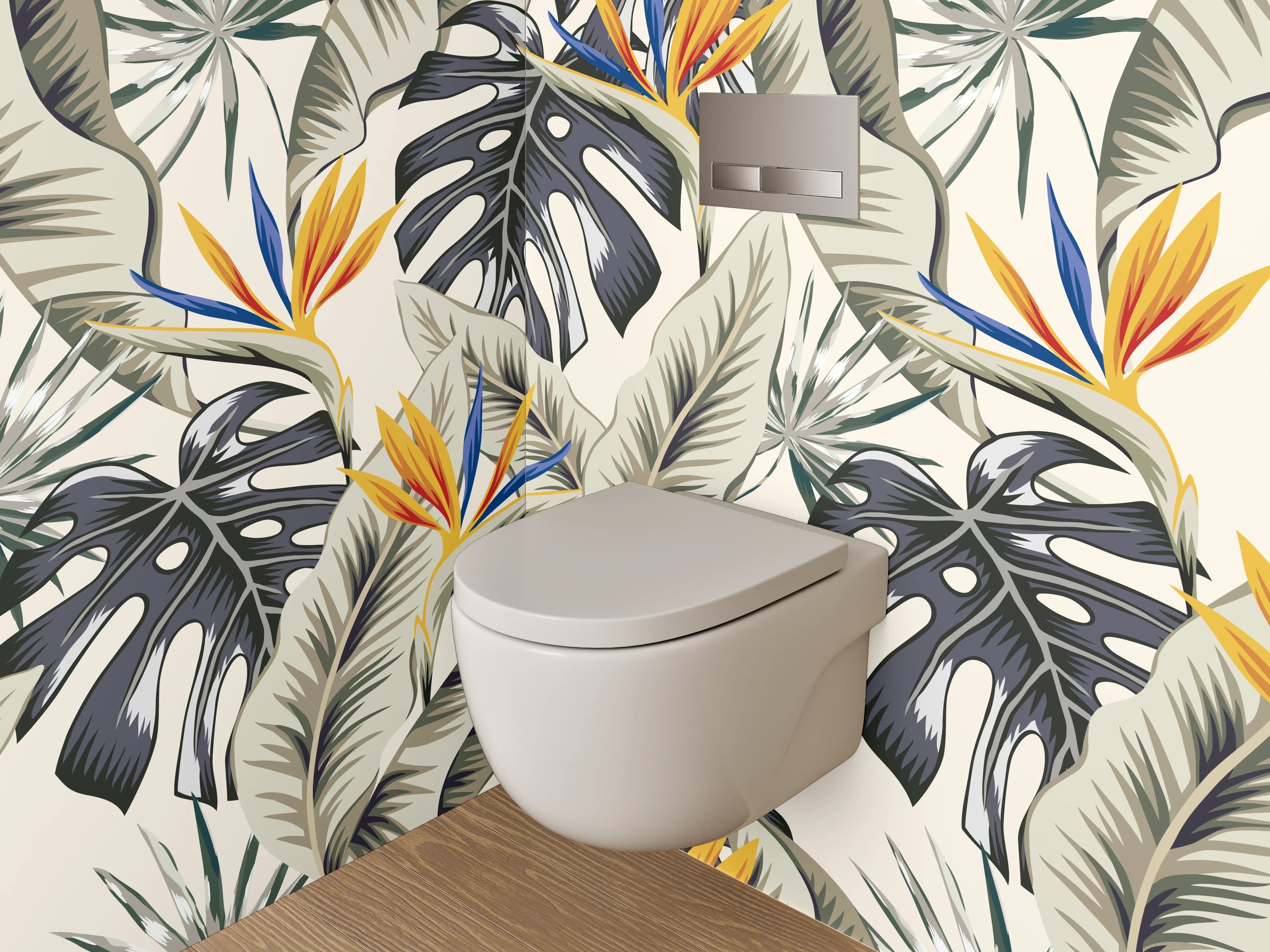 WC-Rückwand - Botanisches Dschungel-Muster Exotik