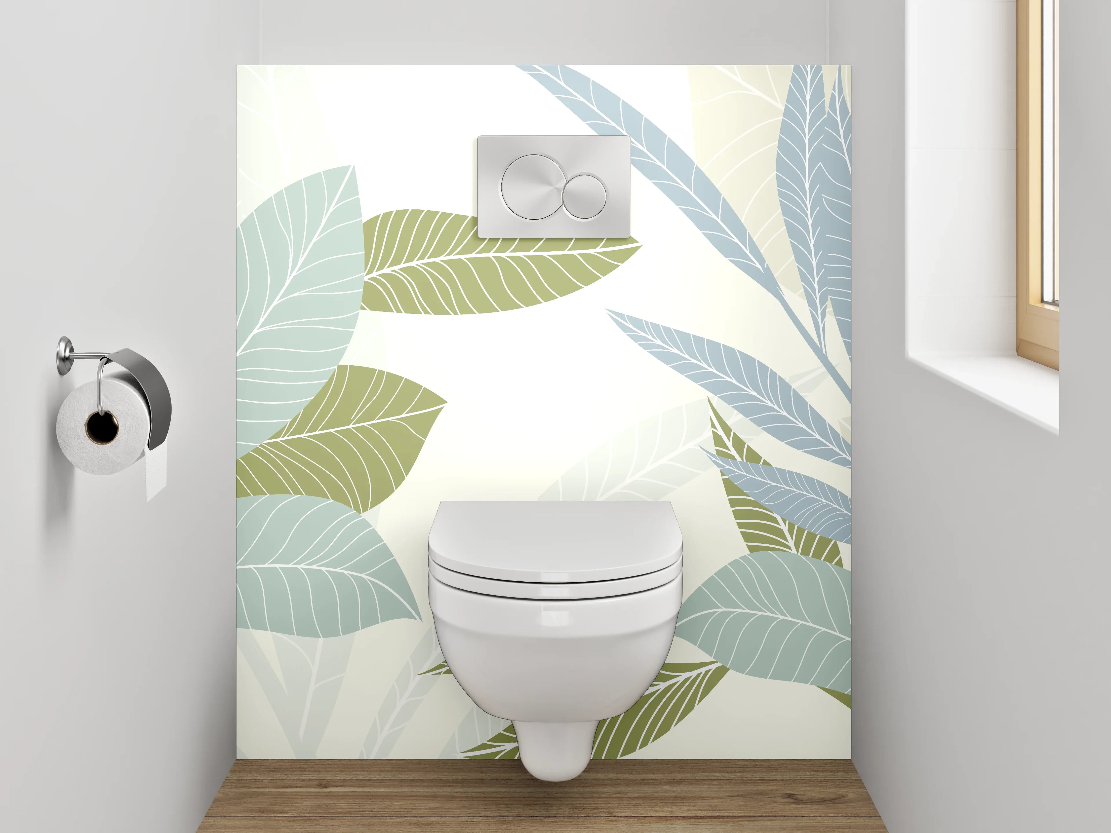 WC-Rückwand - Botanisches Muster in Pastellfarben