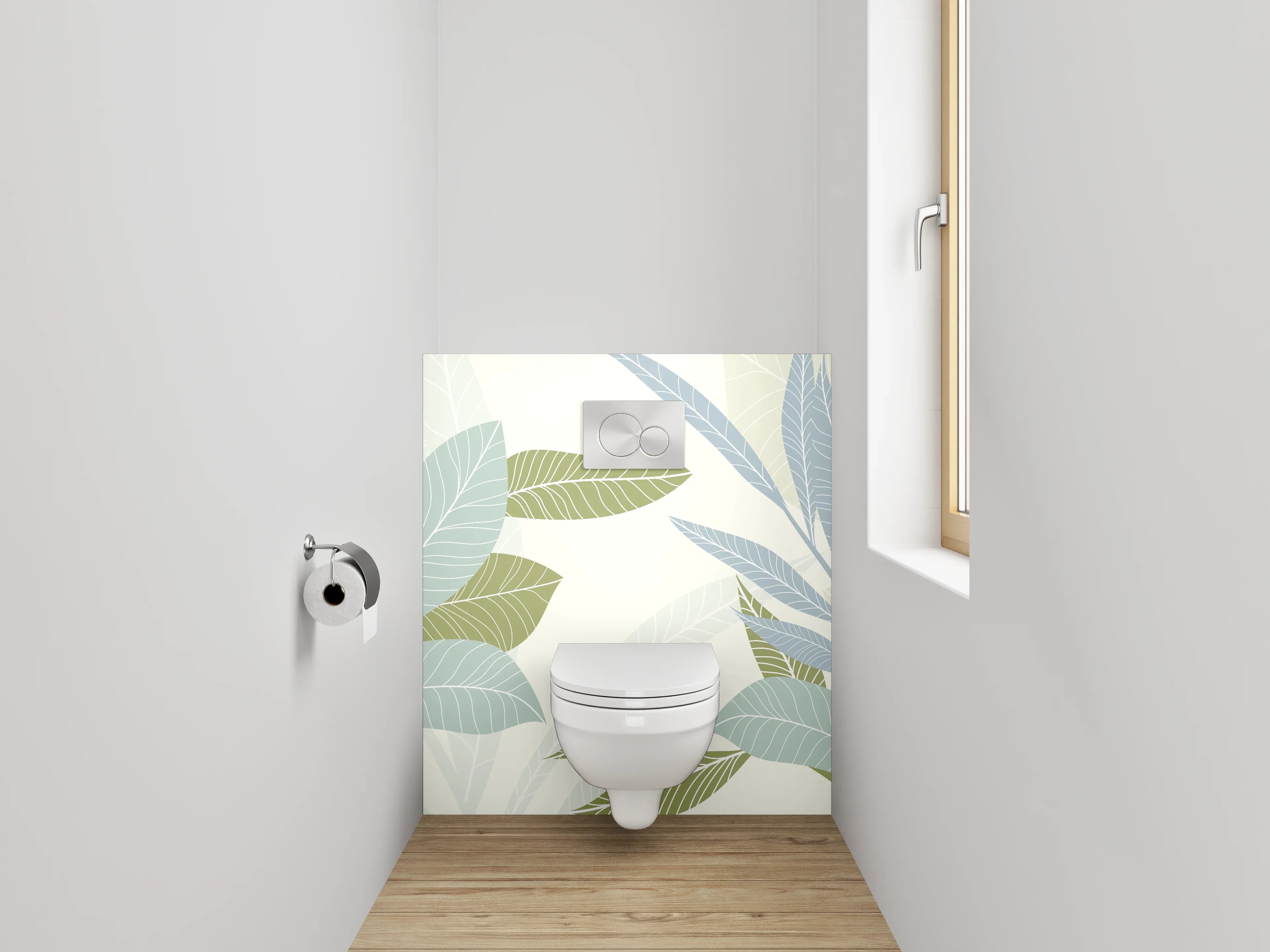 WC-Rückwand - Botanisches Muster in Pastellfarben