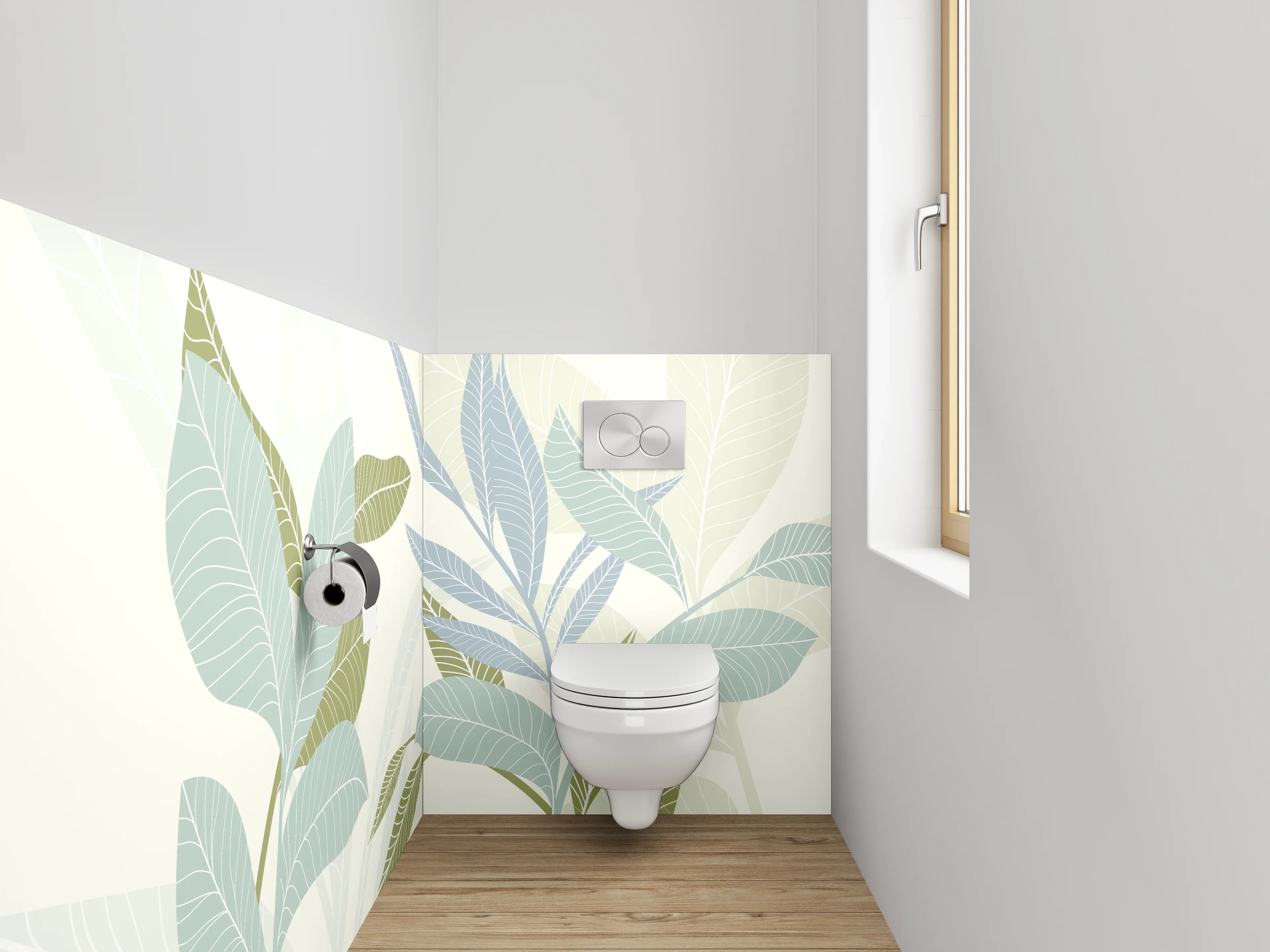 WC-Rückwand - Botanisches Muster in Pastellfarben