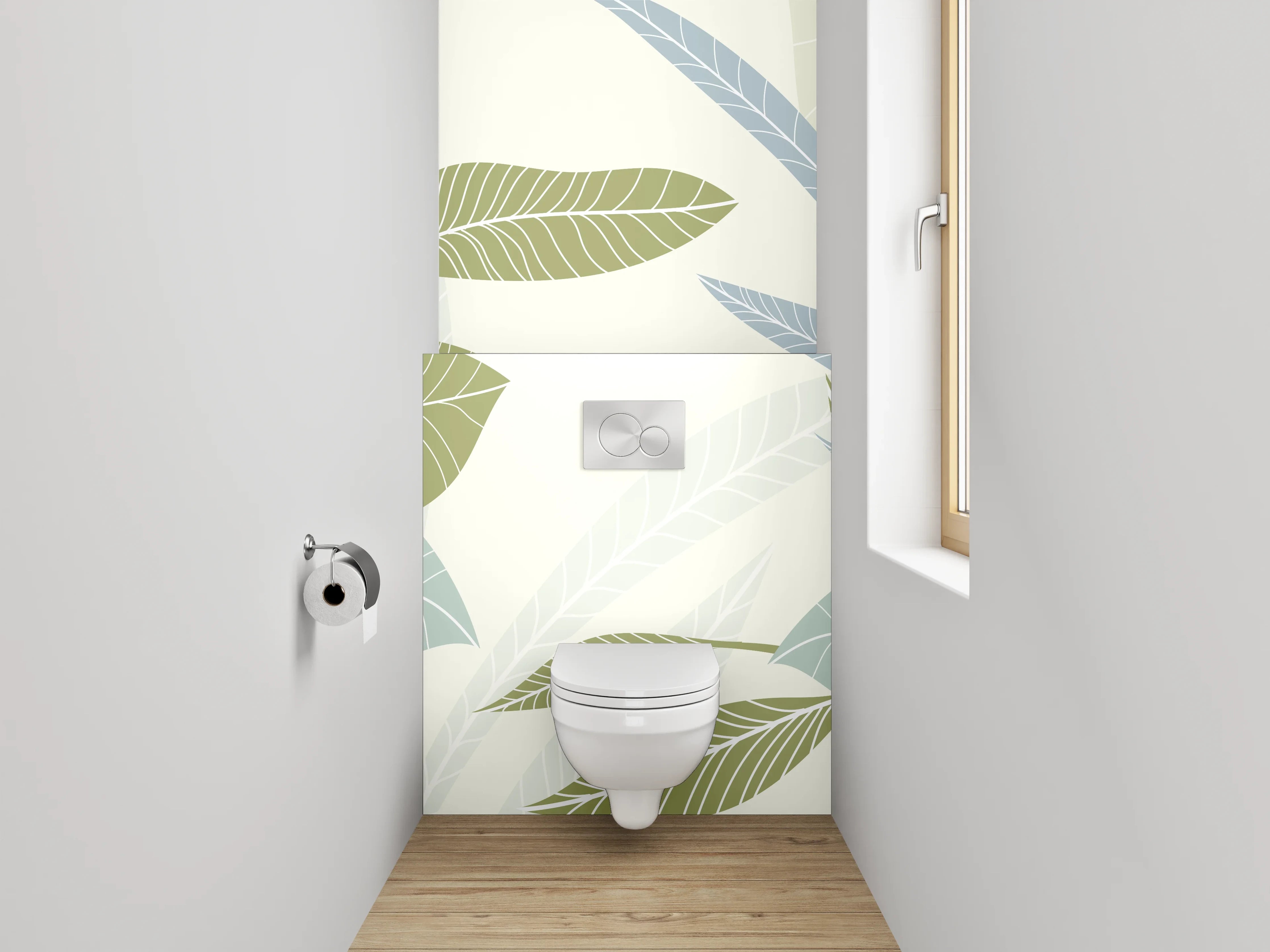 WC-Rückwand - Botanisches Muster in Pastellfarben