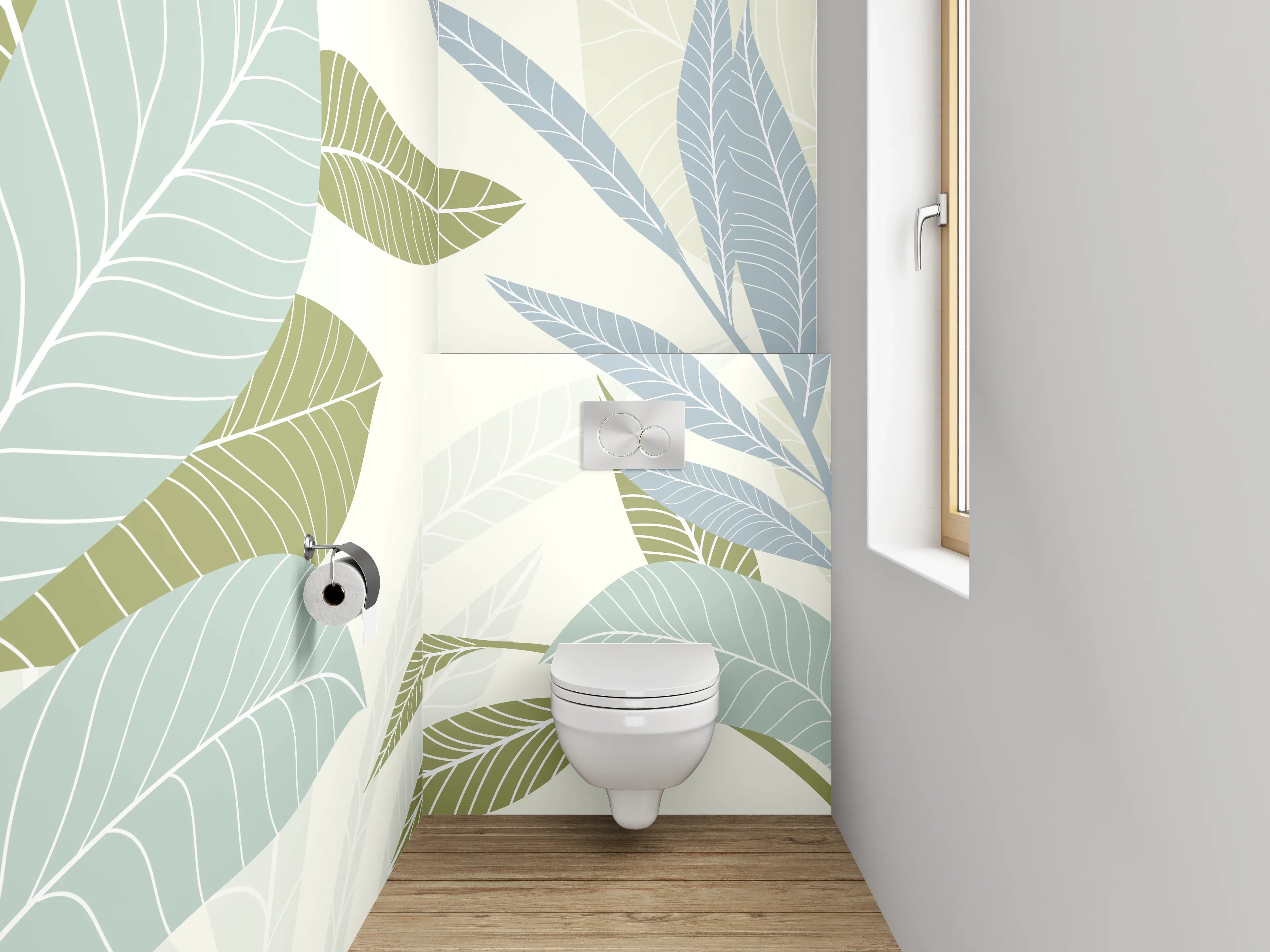 WC-Rückwand - Botanisches Muster in Pastellfarben