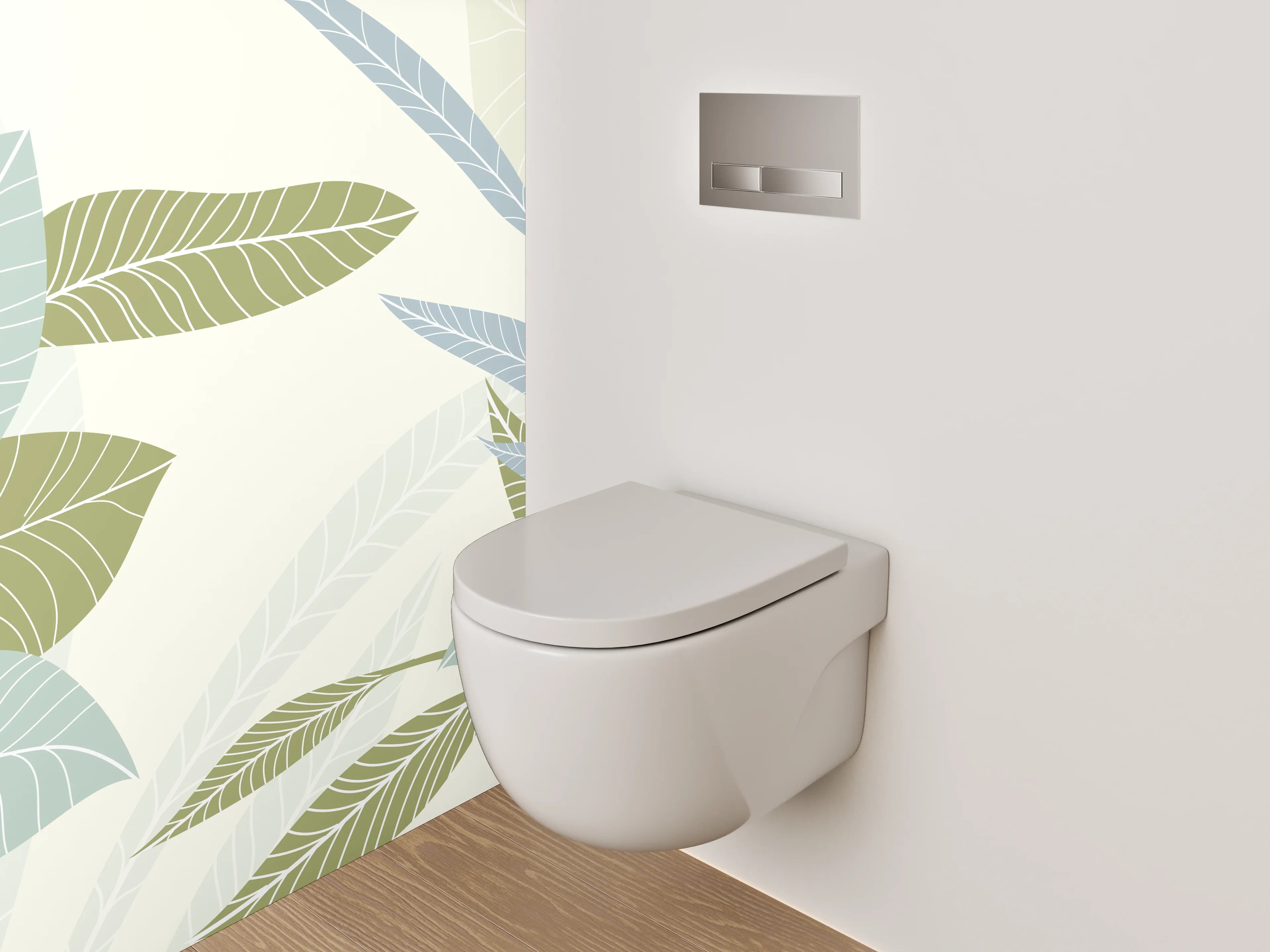 WC-Rückwand - Botanisches Muster in Pastellfarben