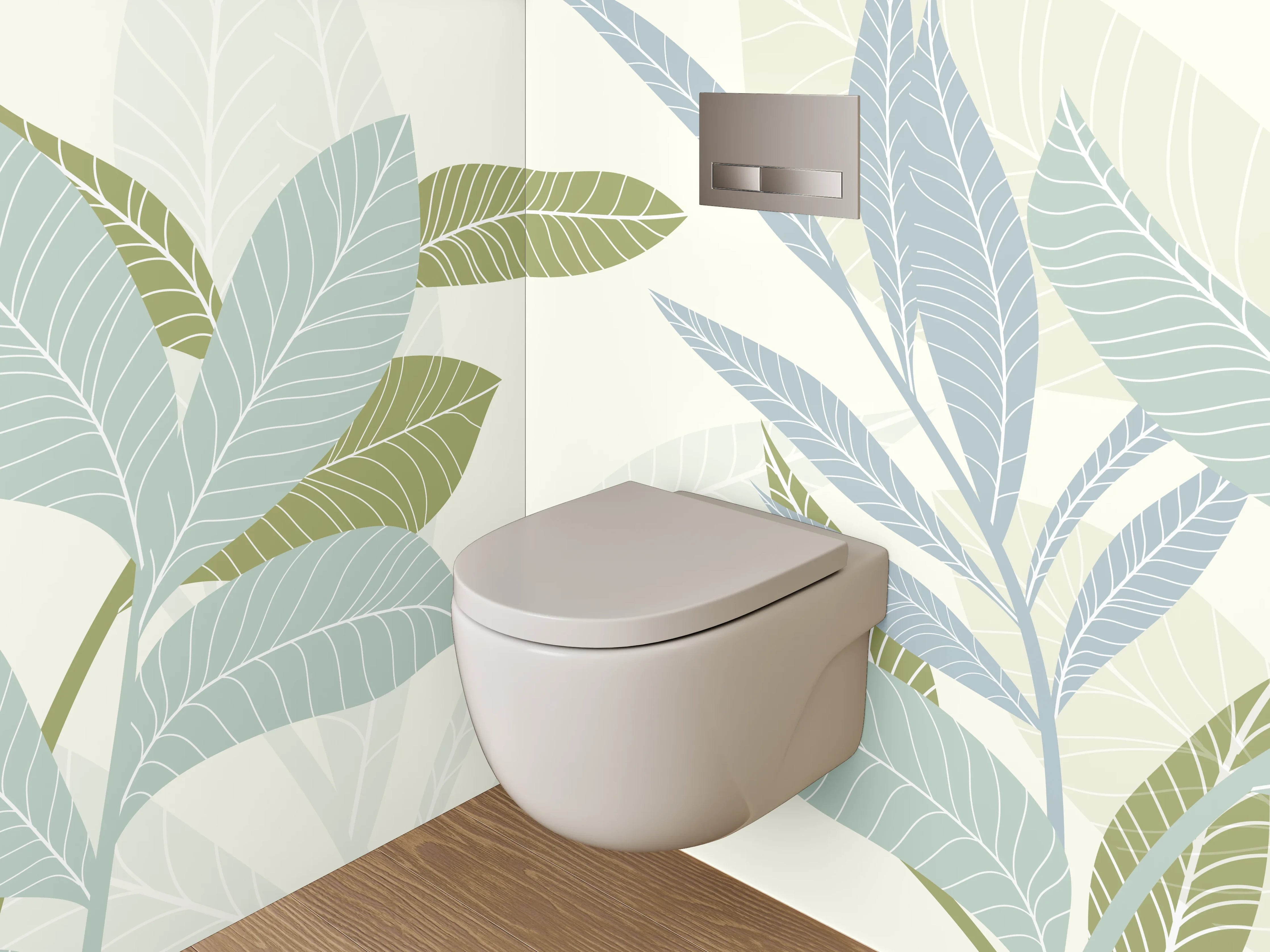 WC-Rückwand - Botanisches Muster in Pastellfarben